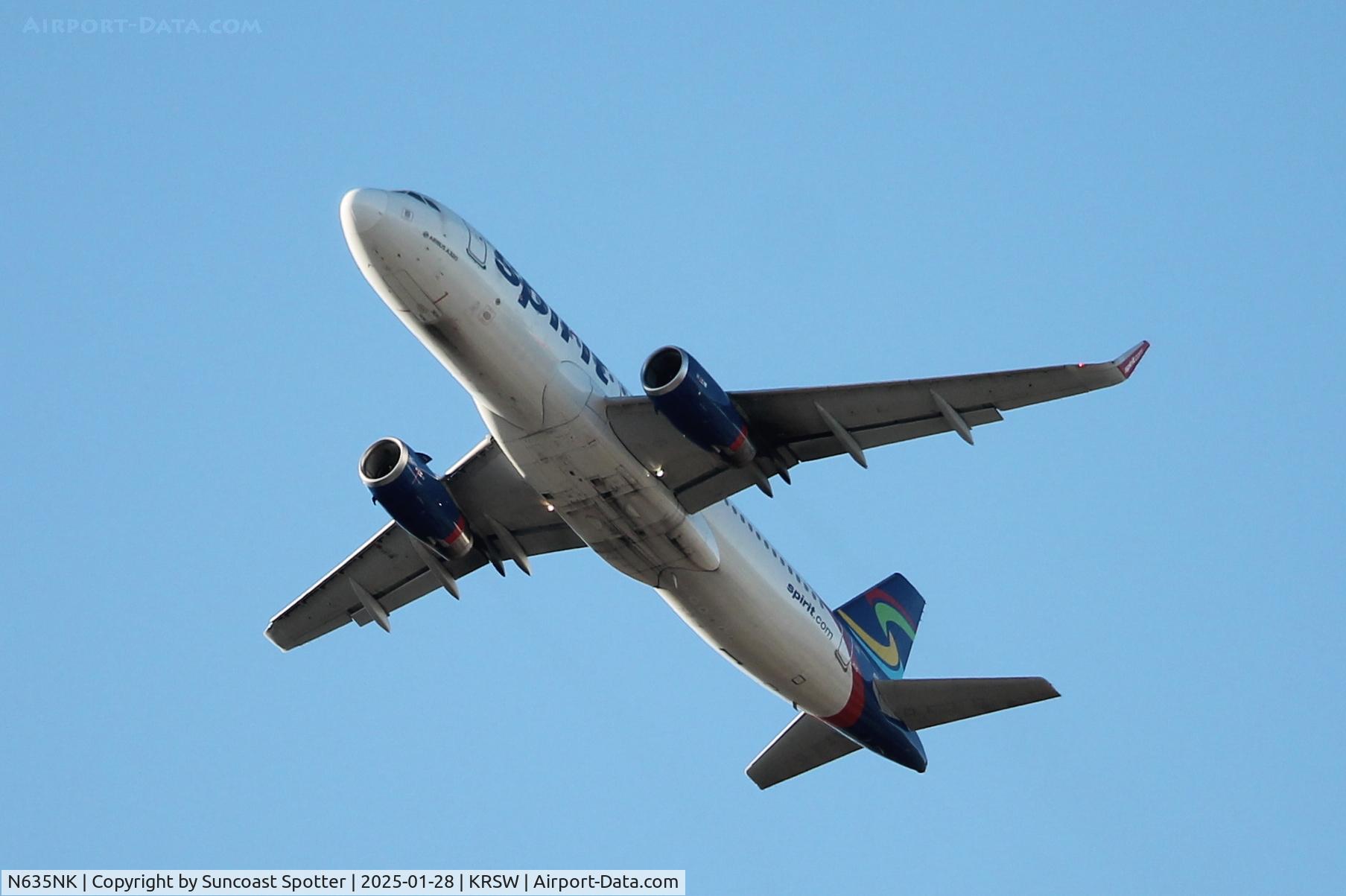N635NK, 2014 Airbus A320-232 C/N 6383, Spirit Flight 322 departs Runway 6 at Southwest Florida International Airport enroute to Pittsburgh International Airport
