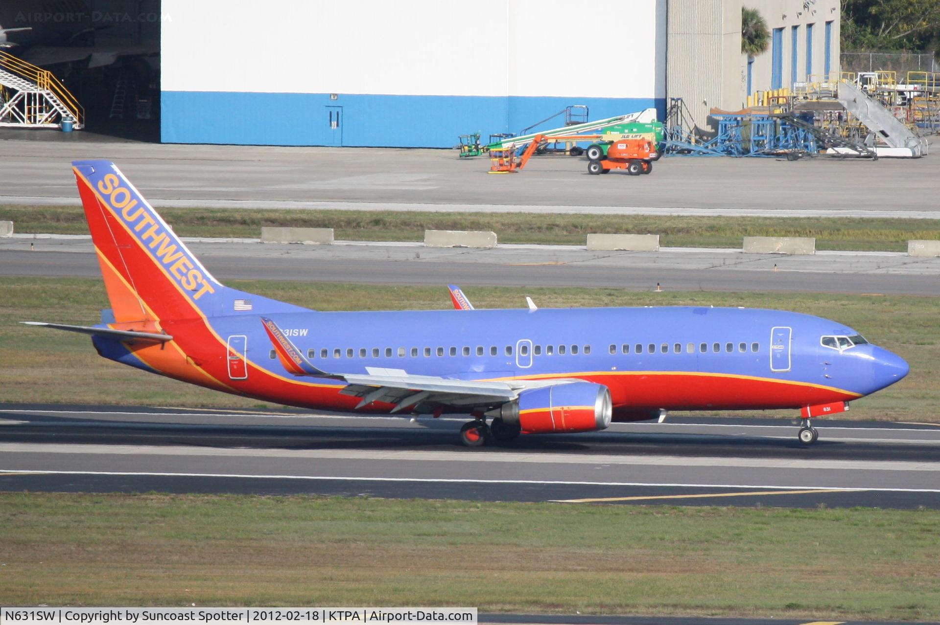 N631SW, 1996 Boeing 737-3H4 C/N 27706, Southwest Flight 1827 arrives on Runway 19L at Tampa International Airport following a flight from Raleigh-Durham International Airport