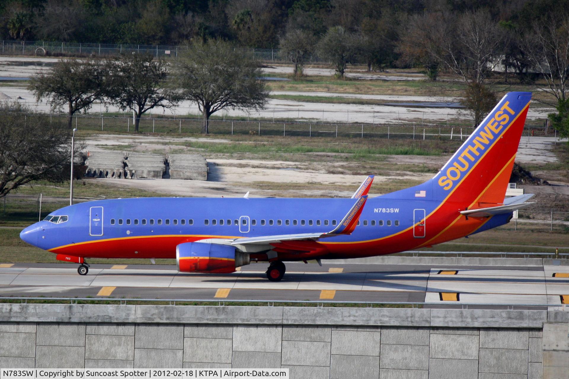N783SW, 2000 Boeing 737-7H4 C/N 29809, Southwest Flight 611 taxis for departure at Tampa International Airport prior to a flight to Nashville International Airport