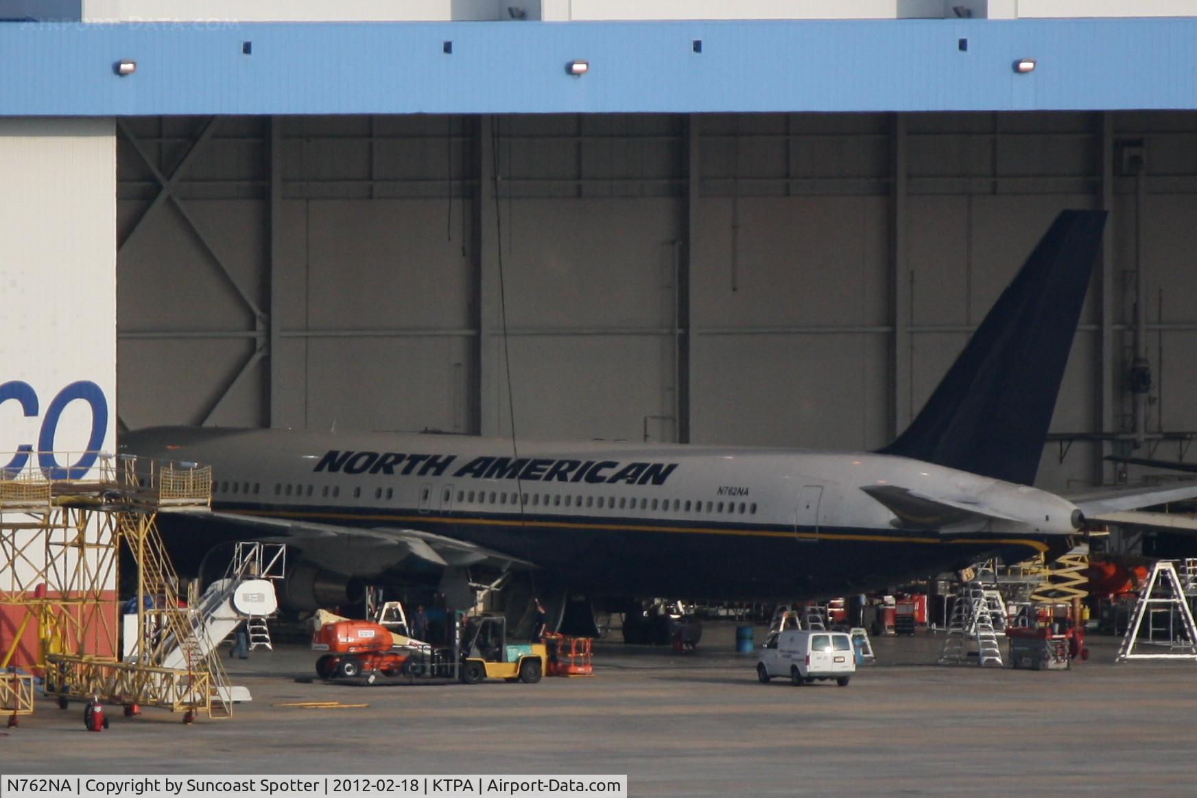 N762NA, 1992 Boeing 767-319/ER C/N 24876, North American N762NA sits in a maintenance bay at Tampa International Airport