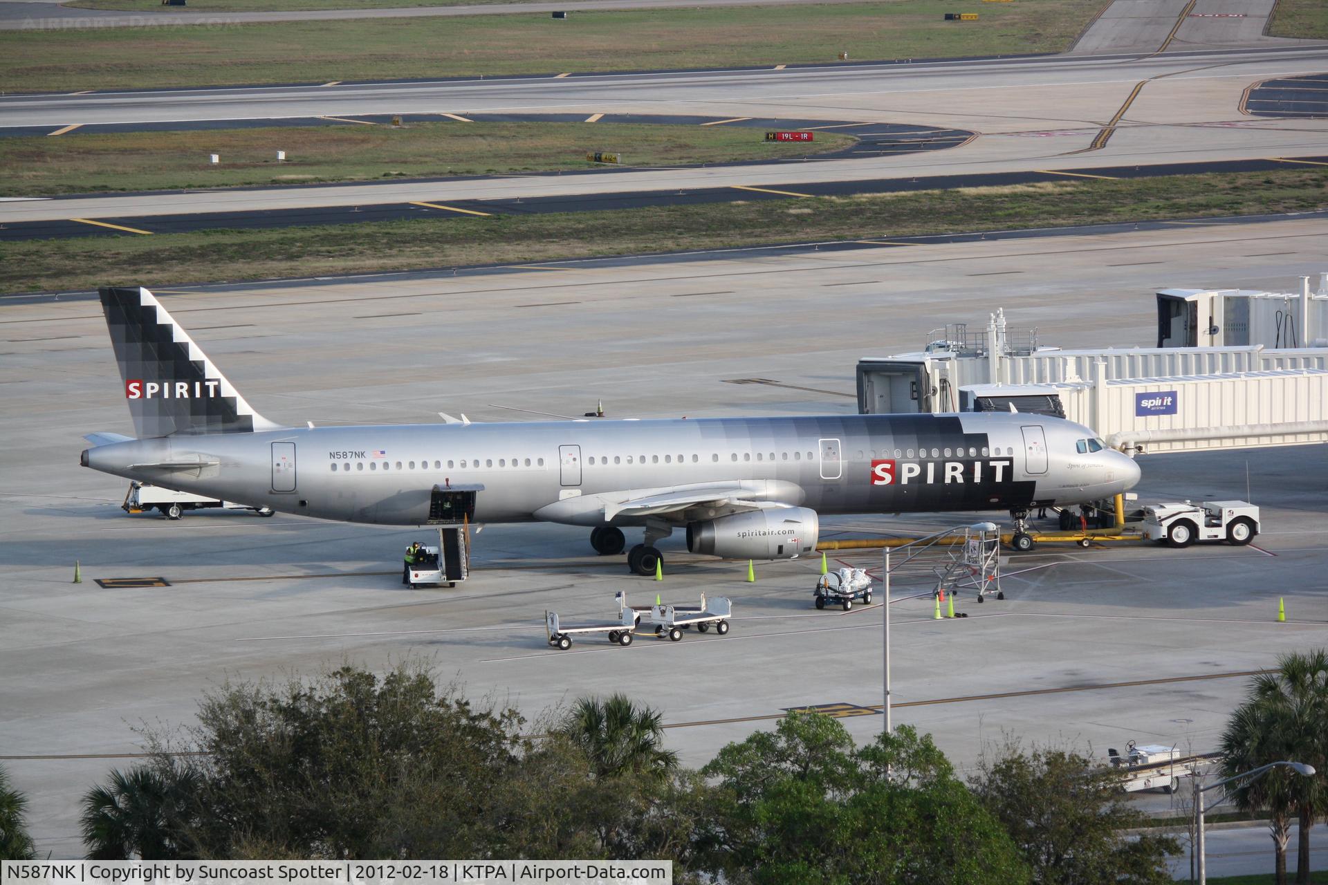 N587NK, 2005 Airbus A321-231 C/N 2476, Spirit Flight 348 prepares for a flight from Tampa International Airport to Atlantic City International Airport