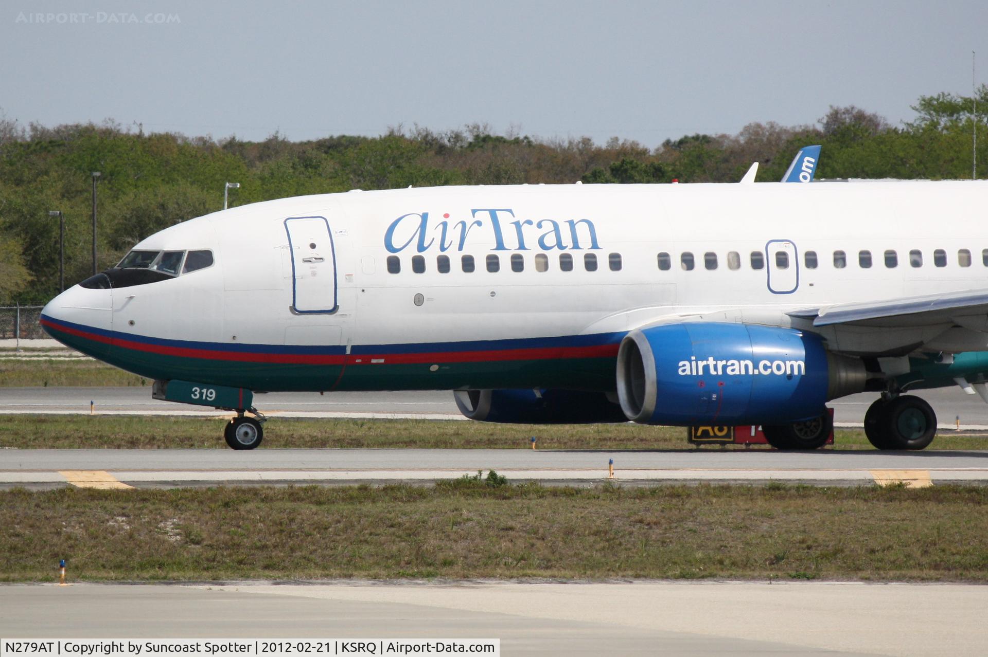 N279AT, 2005 Boeing 737-76N C/N 32666, AirTran Flight 696 arrives on Runway 14 at Sarasota-Bradenton International Airport following a flight from Hartsfield-Jackson Atlanta International Airport