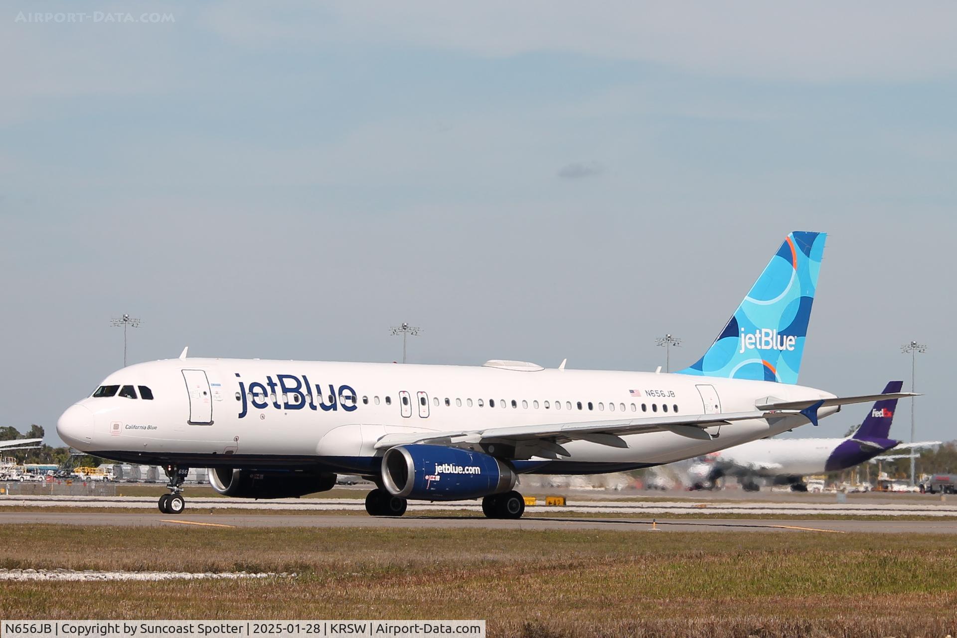 N656JB, 2007 Airbus A320-232 C/N 3091, JetBlue Flight 2066 taxis at Southwest Florida International Airport prior to flight to Boston-Logan International Airport