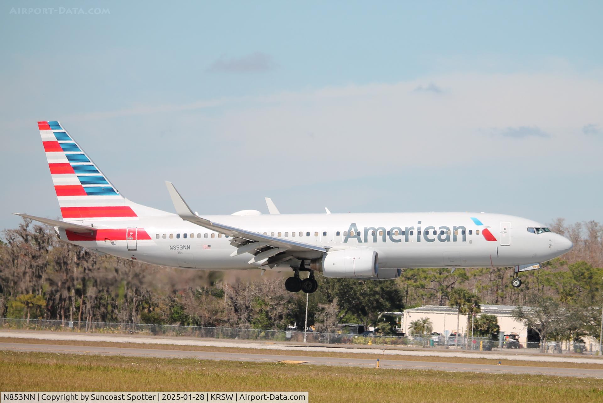 N853NN, 2010 Boeing 737-823 C/N 31105, American Flight 1656 arrives on Runway 6 at Southwest Florida International Airport following flight from Dallas/Fort Worth International Airport