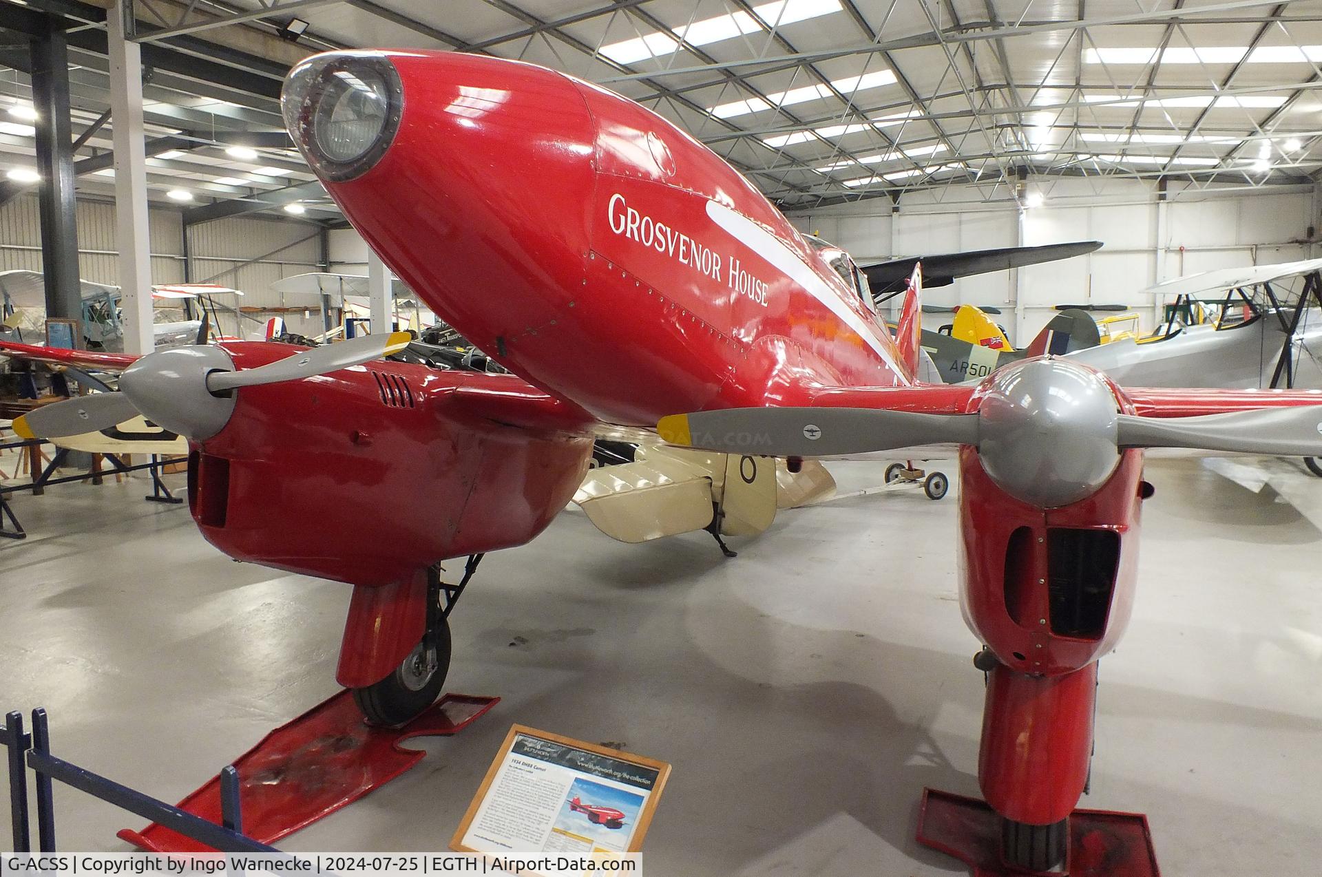 G-ACSS, 1934 De Havilland DH-88 Comet C/N 1996, De Havilland D.H.88 Comet at the Shuttleworth Collection, Biggleswade