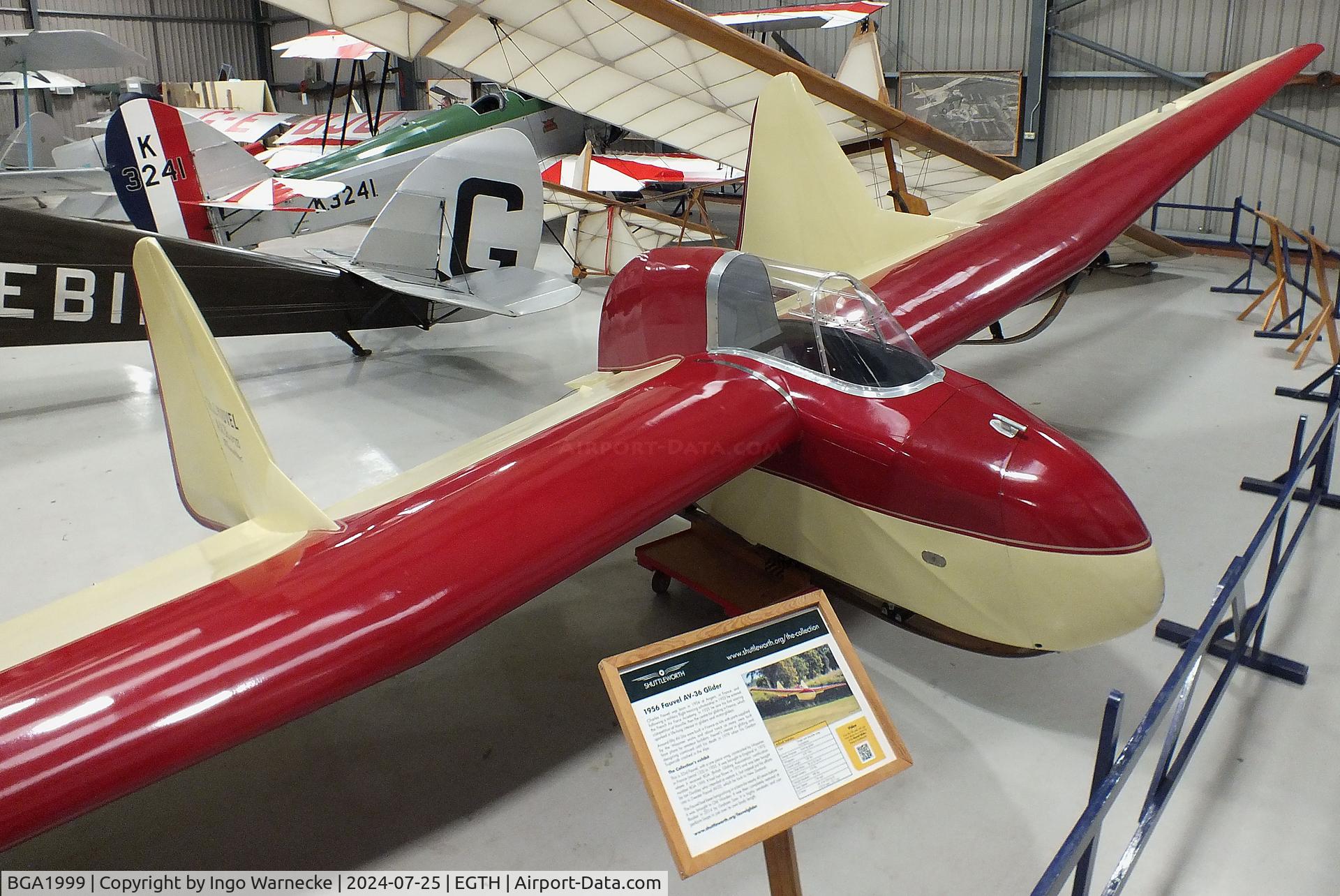 BGA1999, 1955 Fauvel AV-36 C/N 133, Fauvel AV-36 at the Shuttleworth Collection, Biggleswade