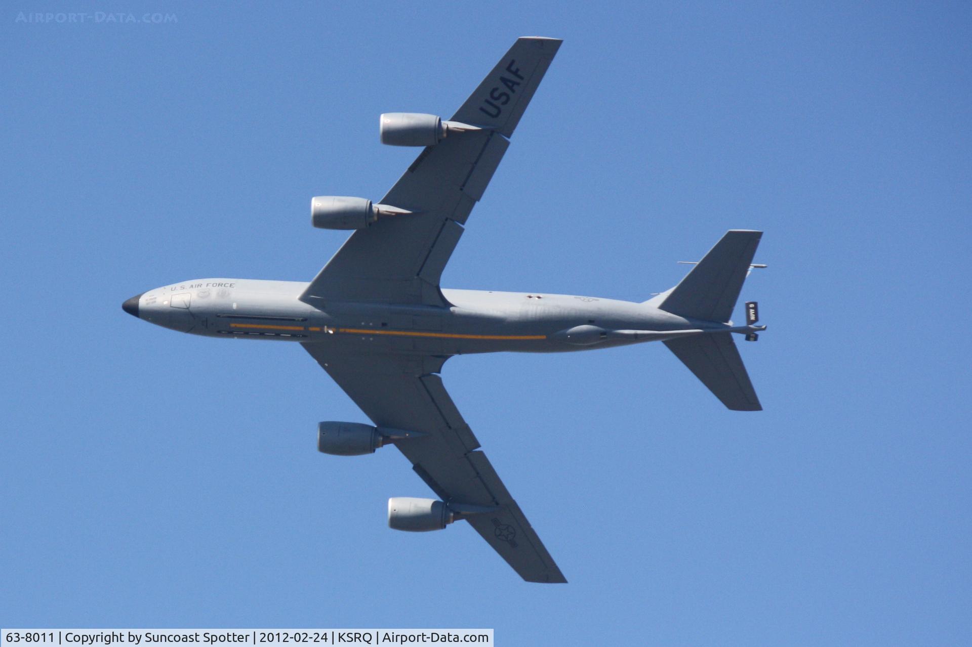 63-8011, 1963 Boeing KC-135R Stratotanker C/N 18628, A KC-135 Stratotanker from MacDill Air Force Base practices maneuvers from Sarasota-Bradenton International Airport