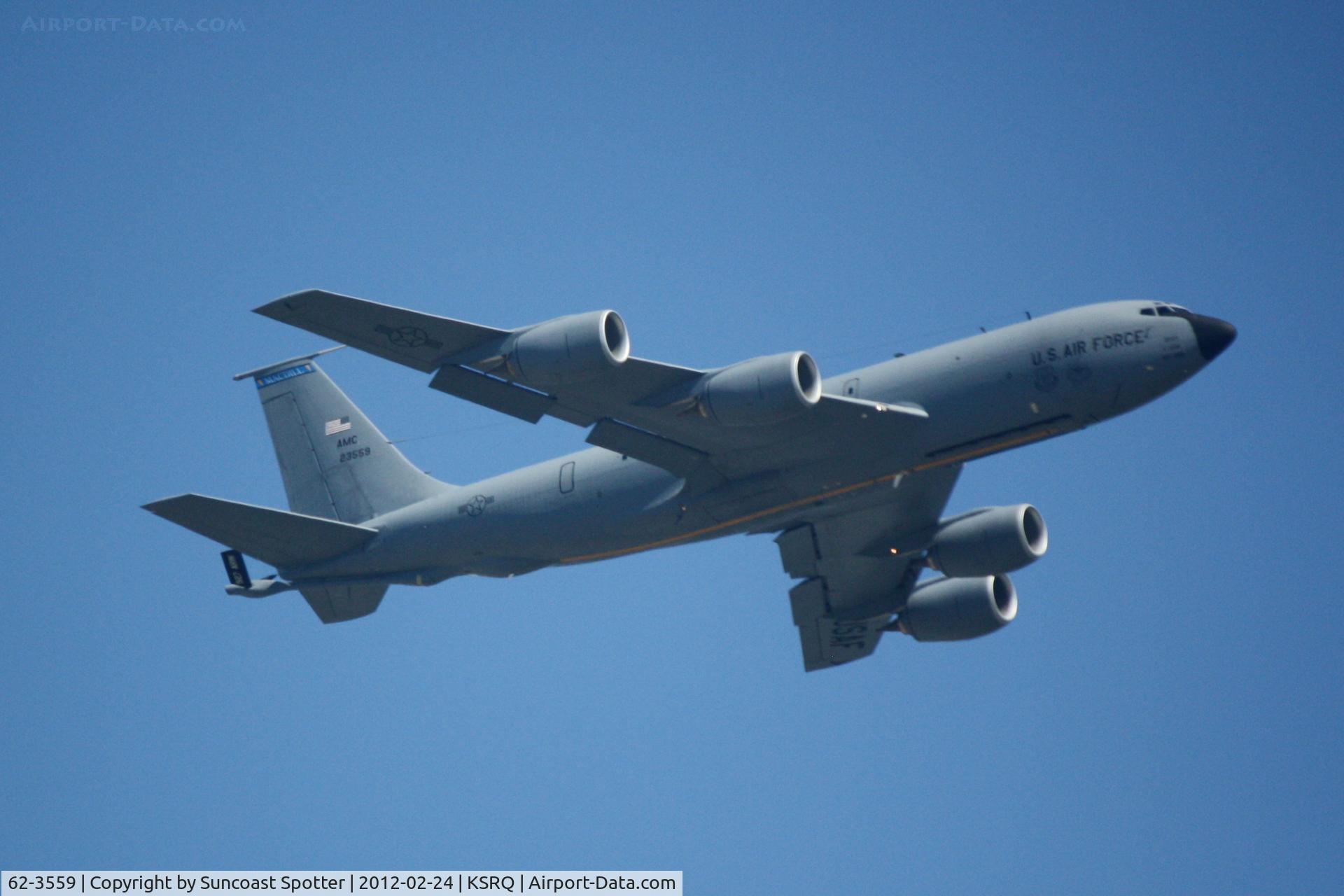62-3559, 1962 Boeing KC-135R Stratotanker C/N 18542, A KC-135 Stratotanker from MacDill Air Force Base practices maneuvers from Sarasota-Bradenton International Airport