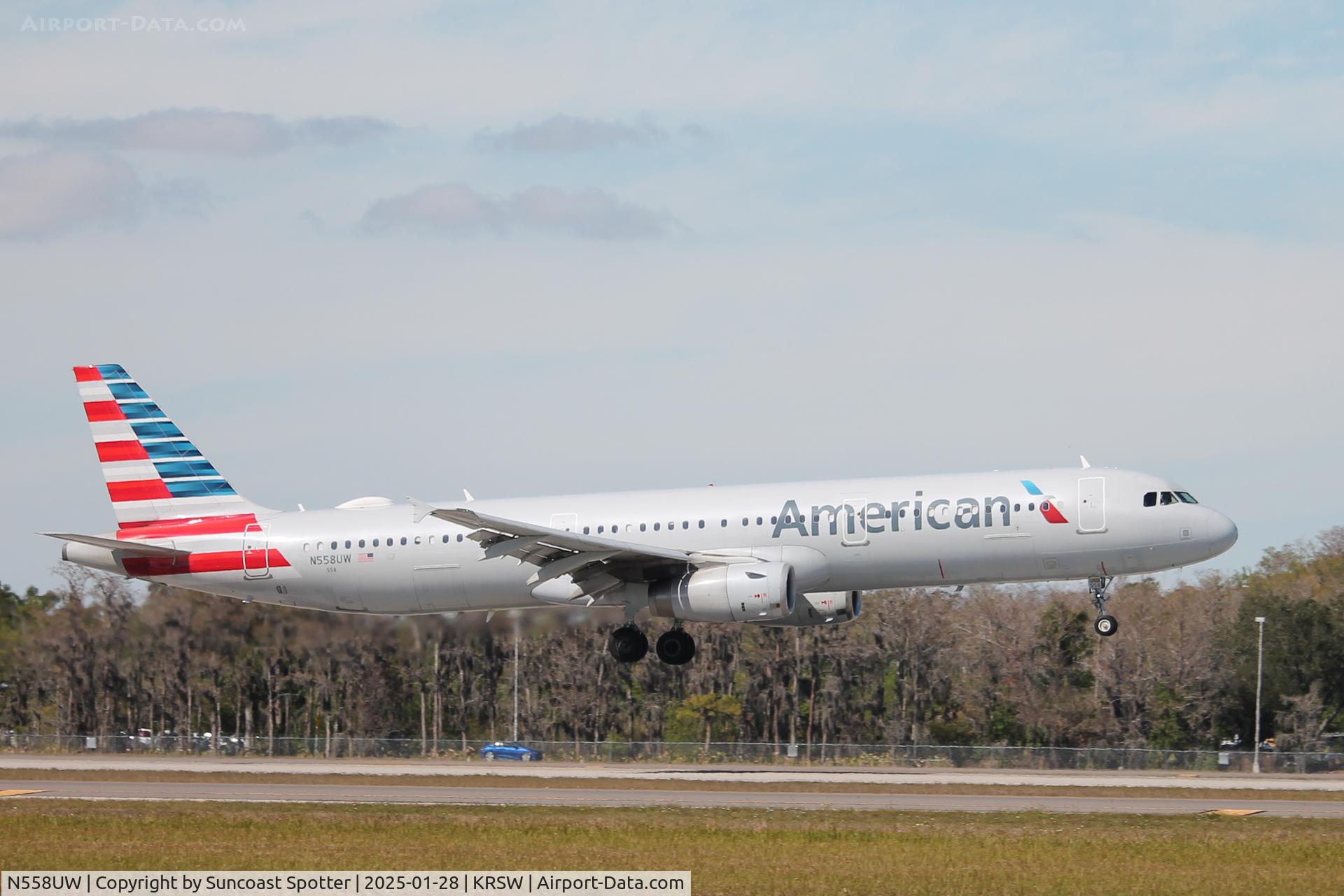 N558UW, 2012 Airbus A321-231 C/N 5282, American Flight 1094 arrives on Runway 6 at Southwest Florida International Airport following flight from Charlotte-Douglas International Airport