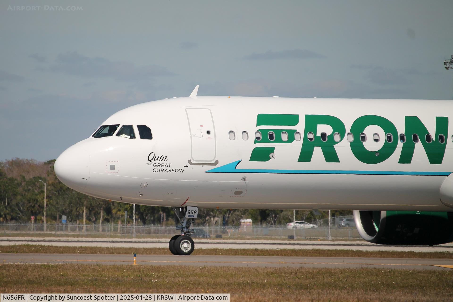 N656FR, 2024 Airbus A321-271NX C/N 12261, Frontier Flight 2825 taxis at Southwest Florida International Airport prior to flight to Cincinnati/Northern Kentucky International Airport