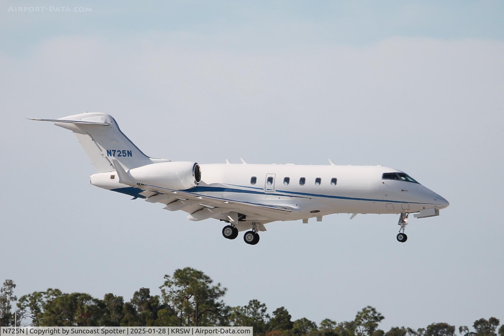 N725N, Bombardier Challenger 300 (BD-100-1A10) C/N 20292, Jetspeed Flight 25 arrives on Runway 6 at Southwest Florida International Airport following flight from Chicago-Midway International Airport