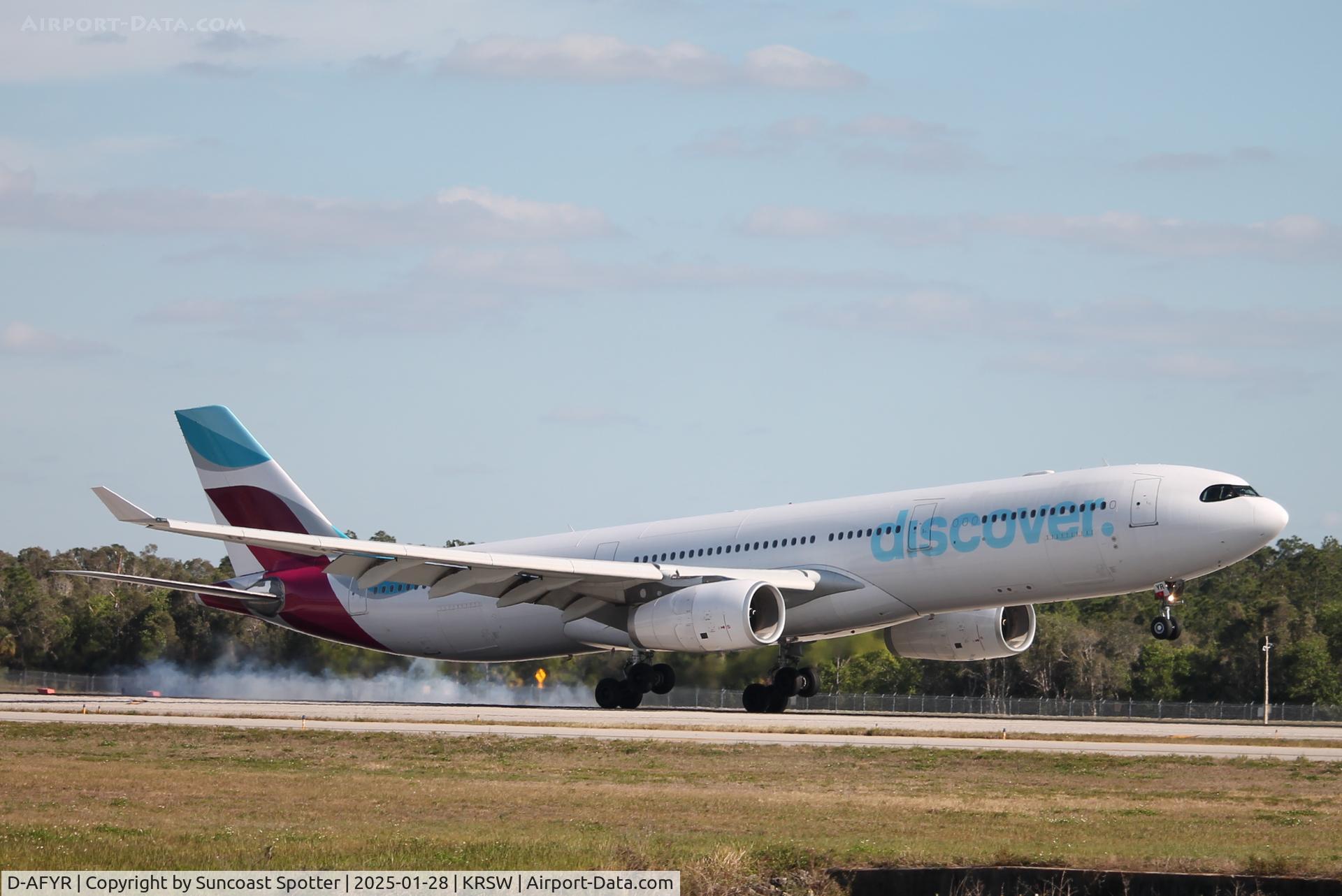 D-AFYR, 2015 Airbus A330-343E C/N 1711, Discover Flight 60 arrives on Runway 24 at Southwest Florida International Airport following flight from Frankfurt Airport
