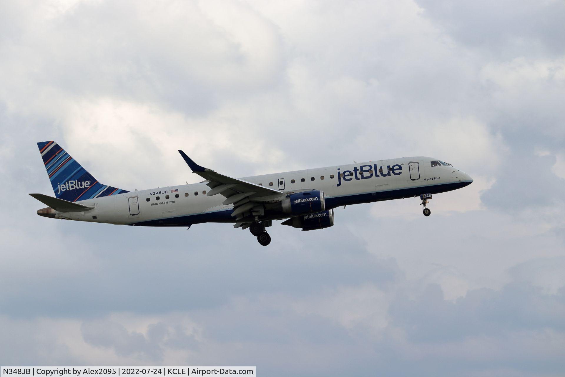 N348JB, 2012 Embraer ERJ-190-100 IGW 190AR C/N 19000511, JetBlue #641 KBOS-KCLE