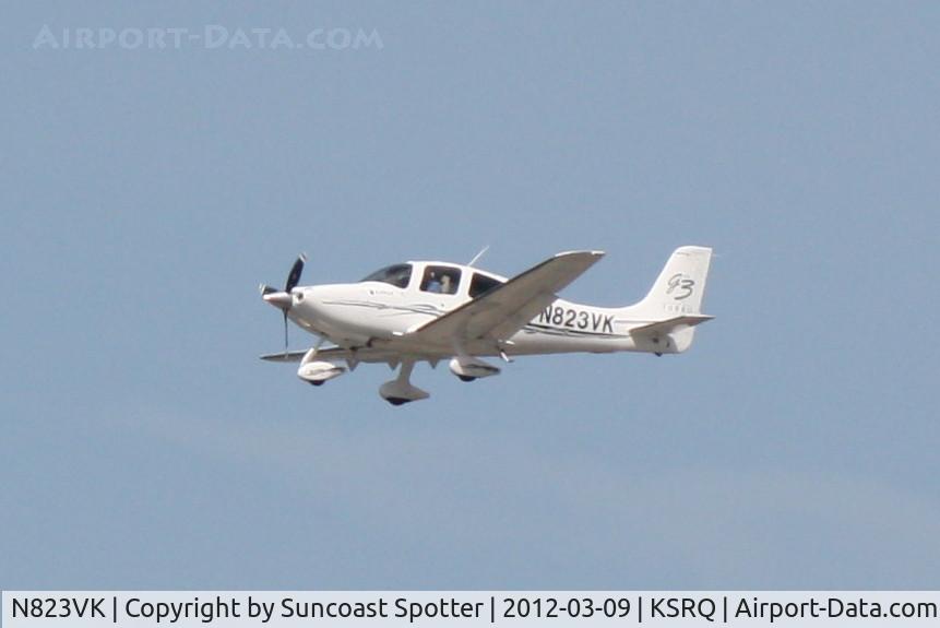 N823VK, 2008 Cirrus SR22 C/N 3130, N823VK departs Runway 22 at Sarasota-Bradenton International Airport