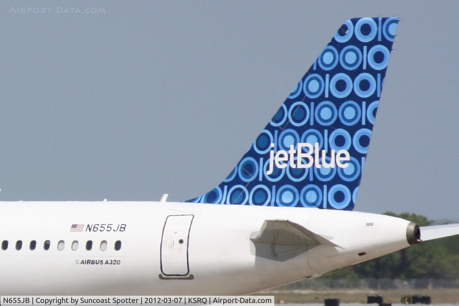 N655JB, 2007 Airbus A320-232 C/N 3072, JetBlue Flight 346 prepares for departure from Sarasota-Bradenton International Airport