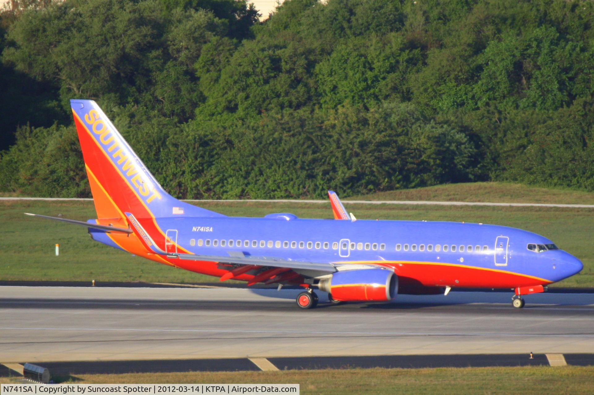N741SA, 1998 Boeing 737-7H4 C/N 29277, Southwest Flight 2127 arrives on Runway 1L at Tampa International Airport following a flight from Hollywood International Airport