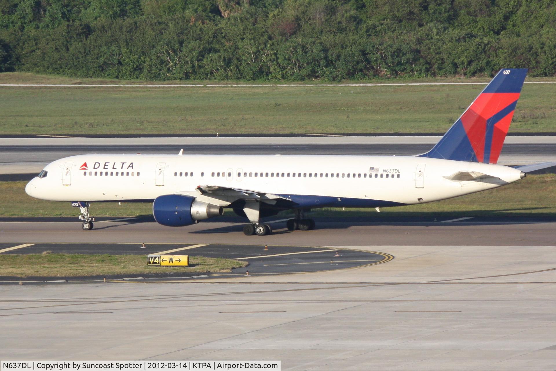 N637DL, 1988 Boeing 757-232 C/N 23760, Delta Flight 969 taxis for departure from Tampa International Airport