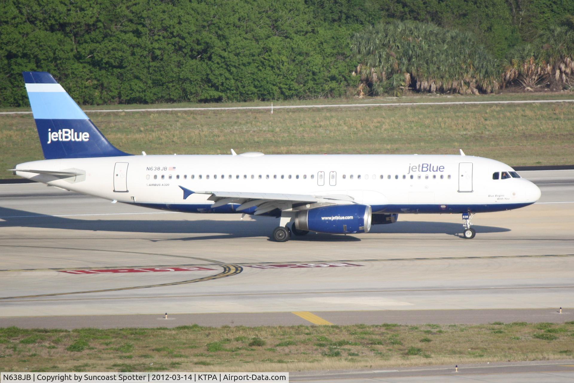 N638JB, 2006 Airbus A320-232 C/N 2802, JetBlue Flight 71 arrives on Runway 1L at Tampa International Airport following a flight from John F Kennedy International Airport