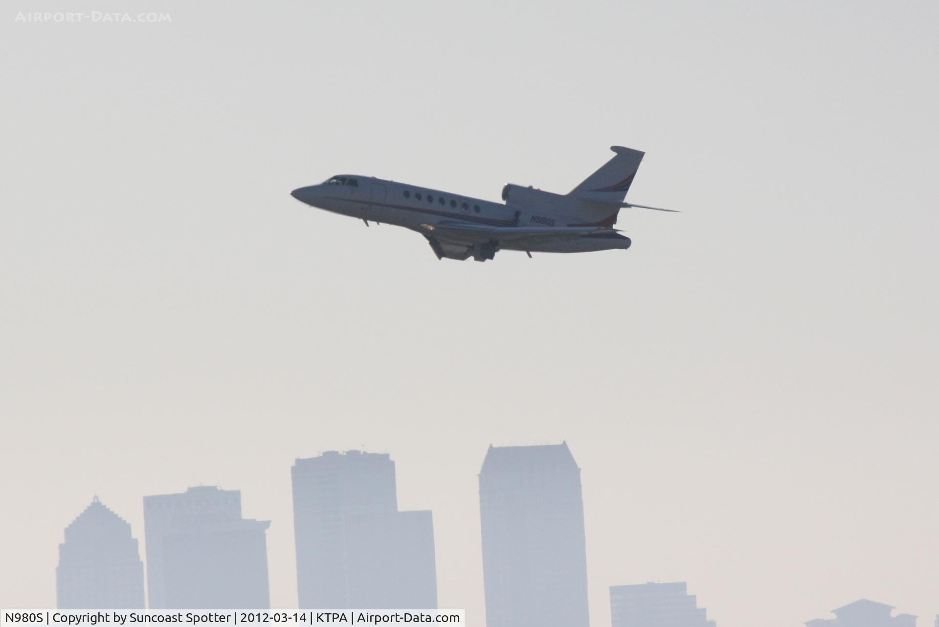N980S, 1994 Dassault Falcon 50 C/N 249, N980S departs Runway 1R at Tampa International Airport enroute to Chicago-Midway International Airport