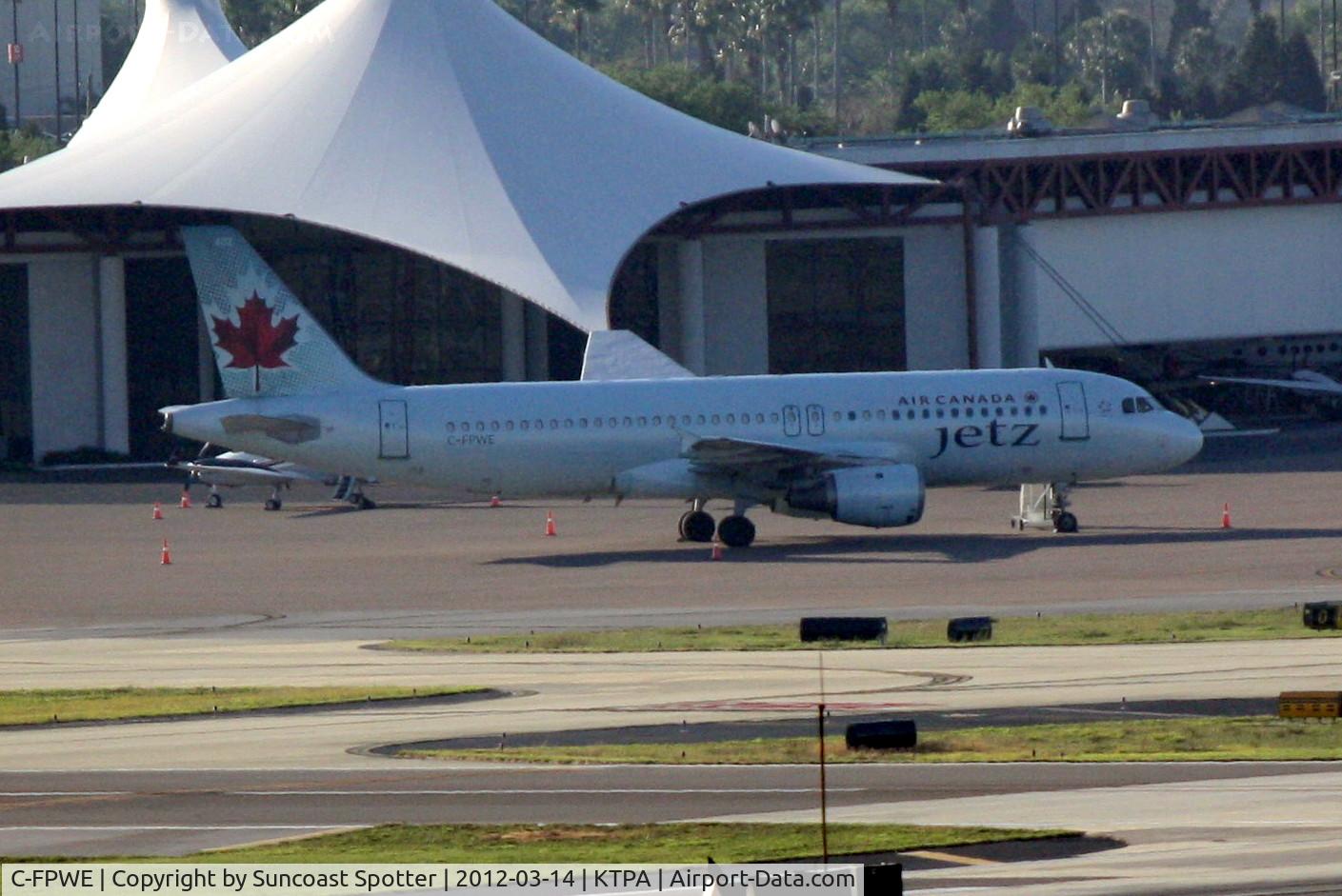 C-FPWE, 1991 Airbus A320-211 C/N 175, Air Canada Jetz sits on the ramp at Tampa International Airport