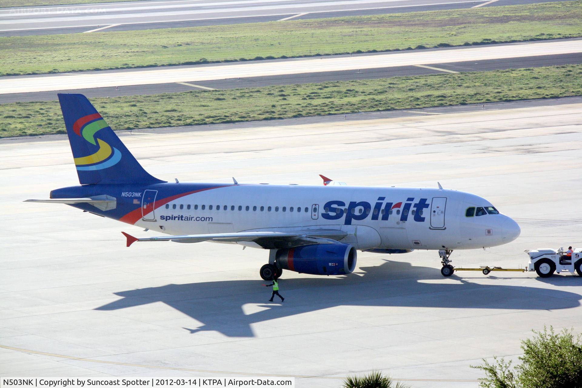N503NK, 2005 Airbus A319-132 C/N 2470, Spirit Flight prepares for flight at Tampa International Airport