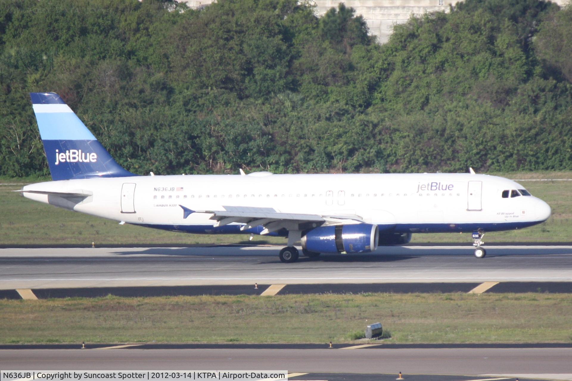 N636JB, 2006 Airbus A320-232 C/N 2755, JetBlue Flight 439 arrives on Runway 1L at Tampa International Airport following a flight from Boston Logan International Airport