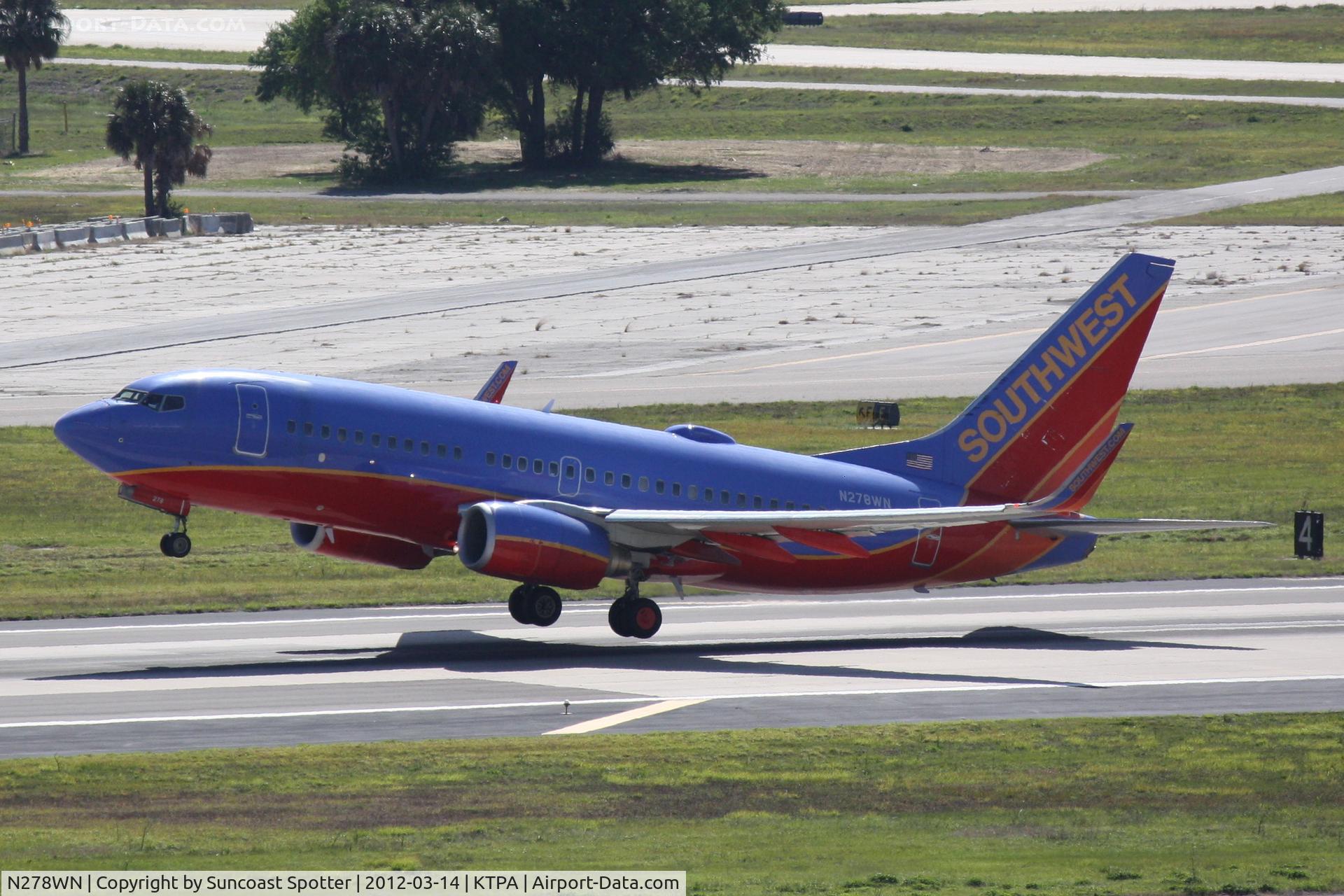 N278WN, 2007 Boeing 737-7H4 C/N 36441, Southwest Flight 3057 departs Runway 1R at Tampa International Airport enroute to Hollywood International Airport