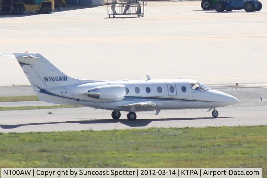 N100AW, 1997 Raytheon Beechjet 400A C/N RK-150, N100AW arrives on Runway 1R at Tampa International Airport