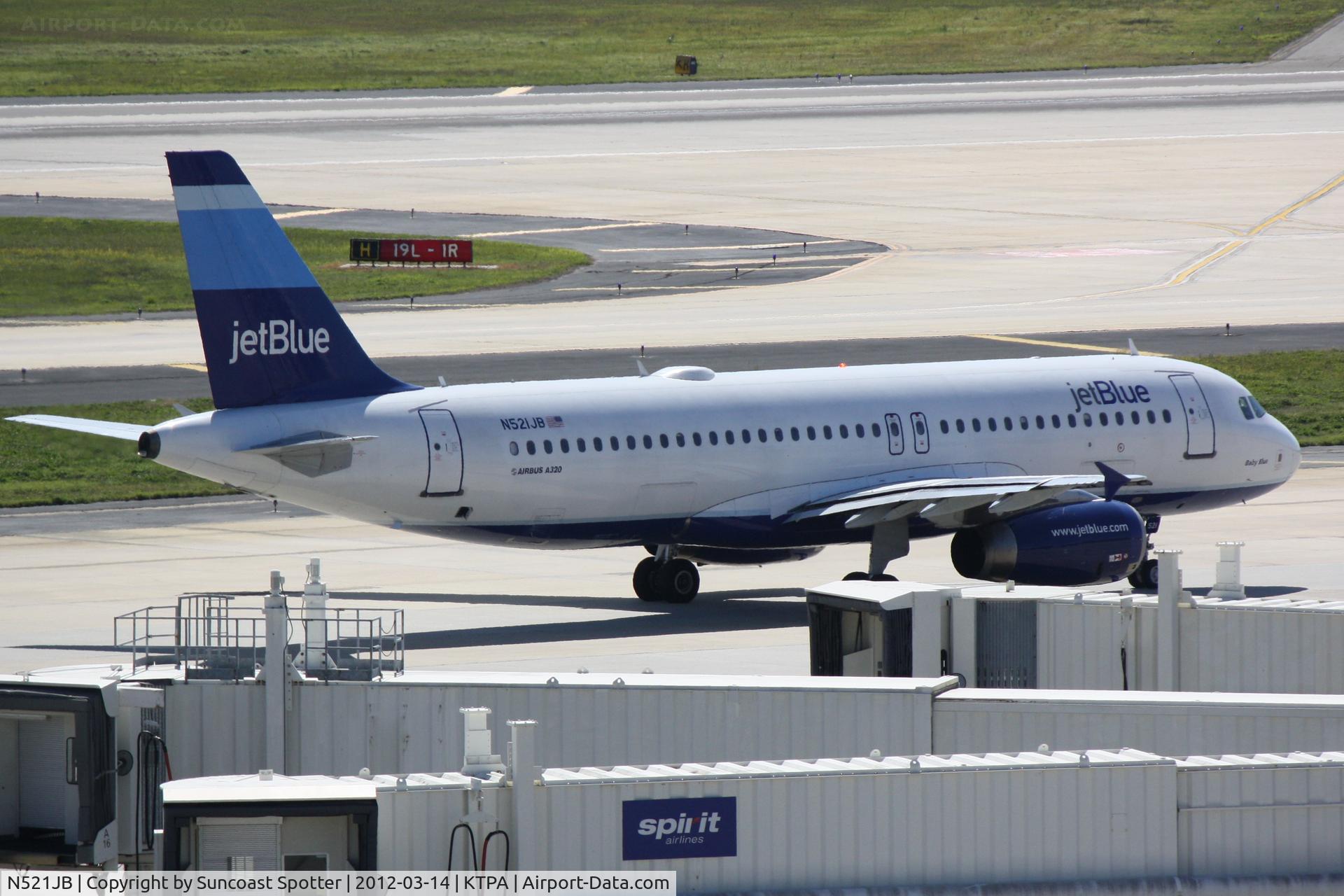 N521JB, 2001 Airbus A320-232 C/N 1452, JetBlue Flight 48 prepares for departure from Tampa International Airport