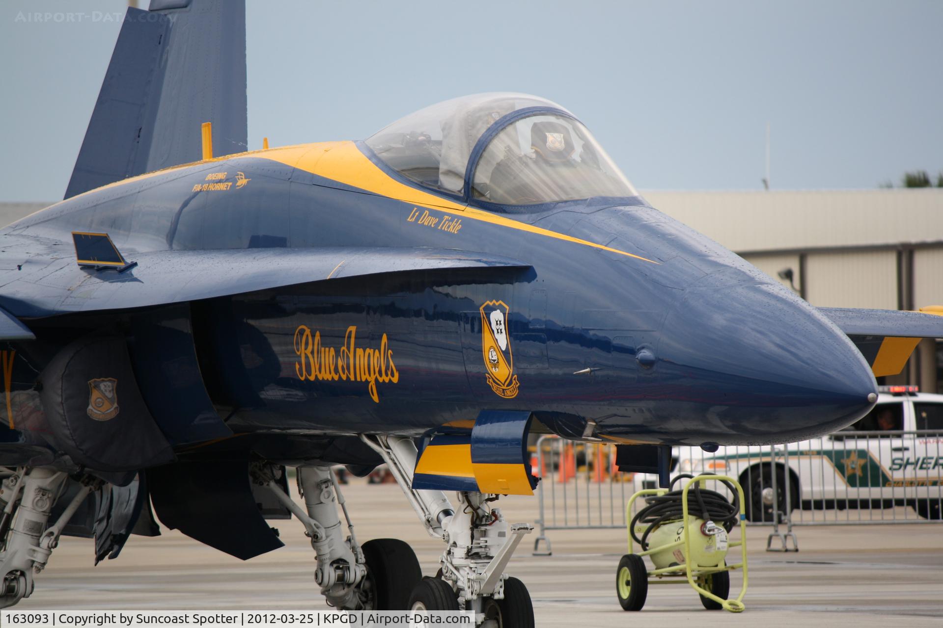 163093, McDonnell Douglas F/A-18A Hornet C/N 0475/A391, Blue Angels 6 sits on the ramp at Charlotte County Airport during the Florida International Air Show
