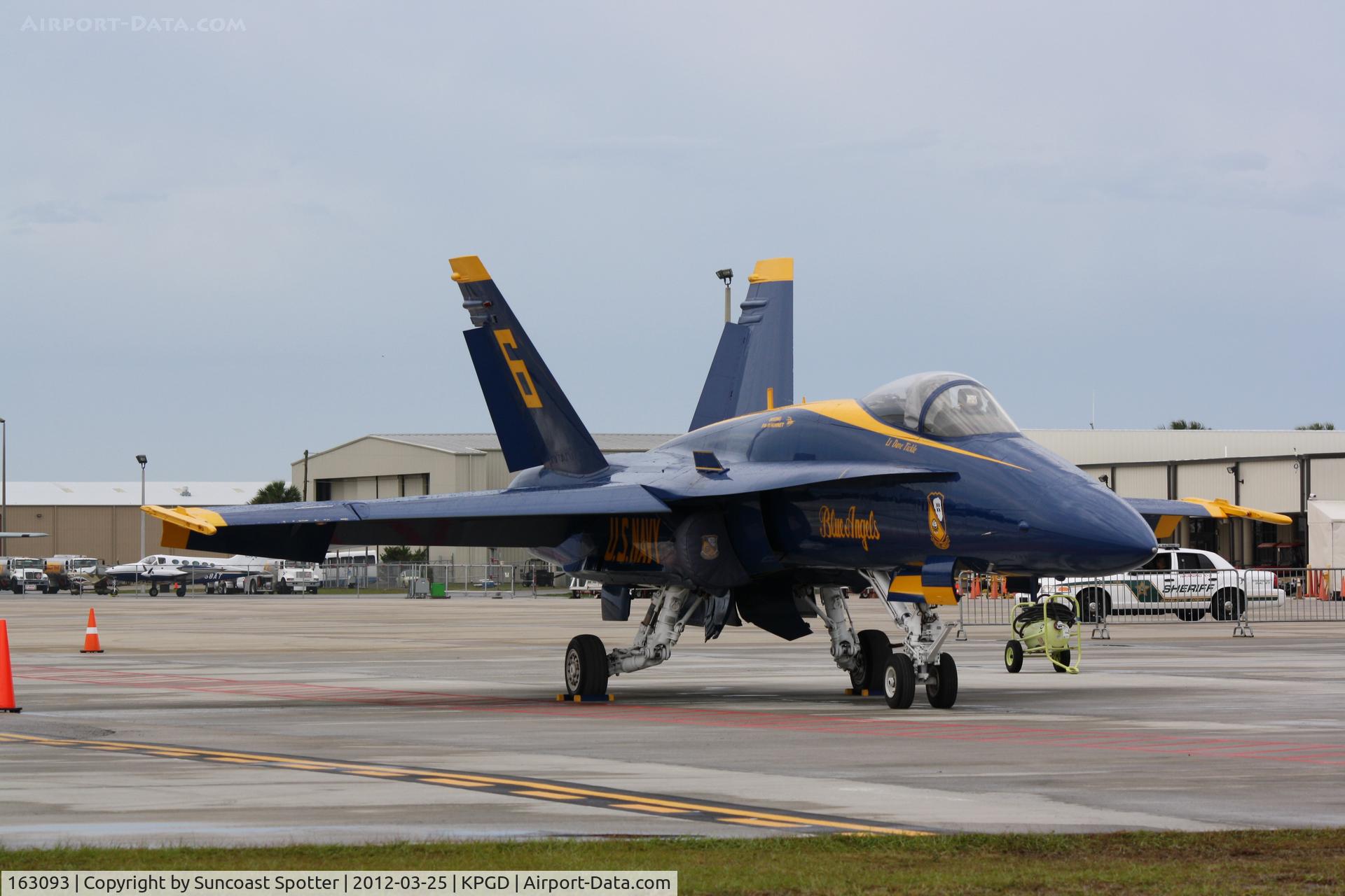 163093, McDonnell Douglas F/A-18A Hornet C/N 0475/A391, Blue Angels 6 sits on the ramp at Charlotte County Airport during the Florida International Air Show