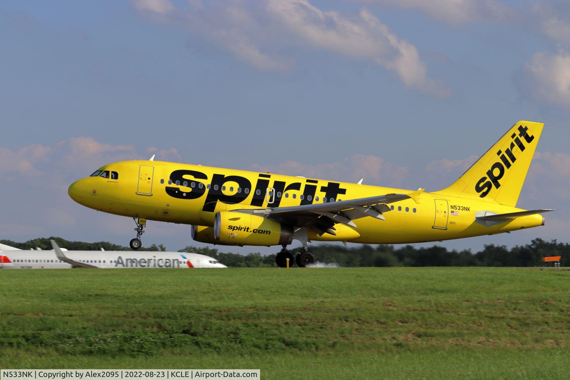 N533NK, 2008 Airbus A319-132 C/N 3393, Spirit #179 KMYR-KCLE