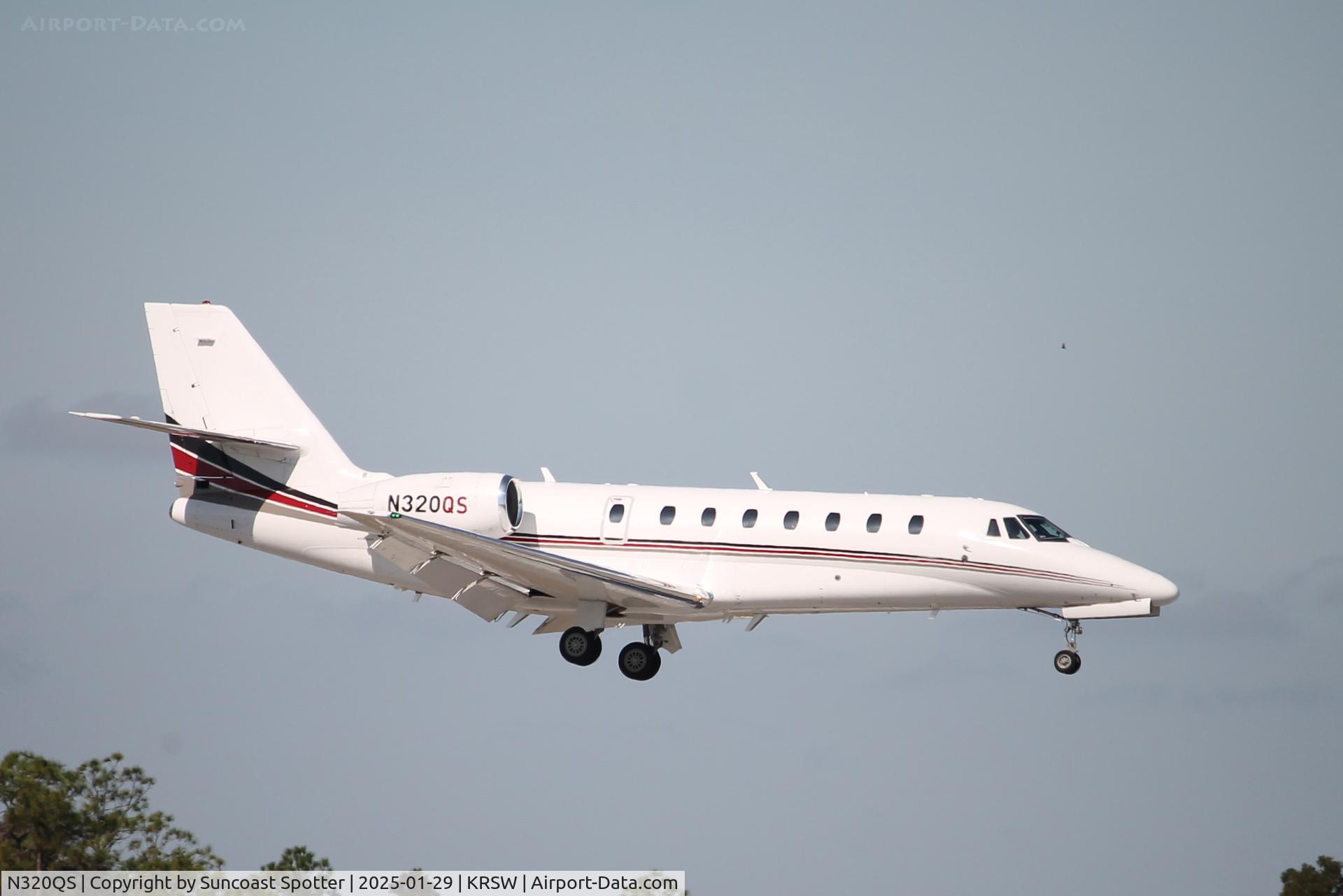 N320QS, 2007 Cessna 680 Citation Sovereign C/N 680-0169, NetJets Flight 320 arrives on Runway 6 at Southwest Florida International Airport following flight from Charlottesville Albemarle Airport
