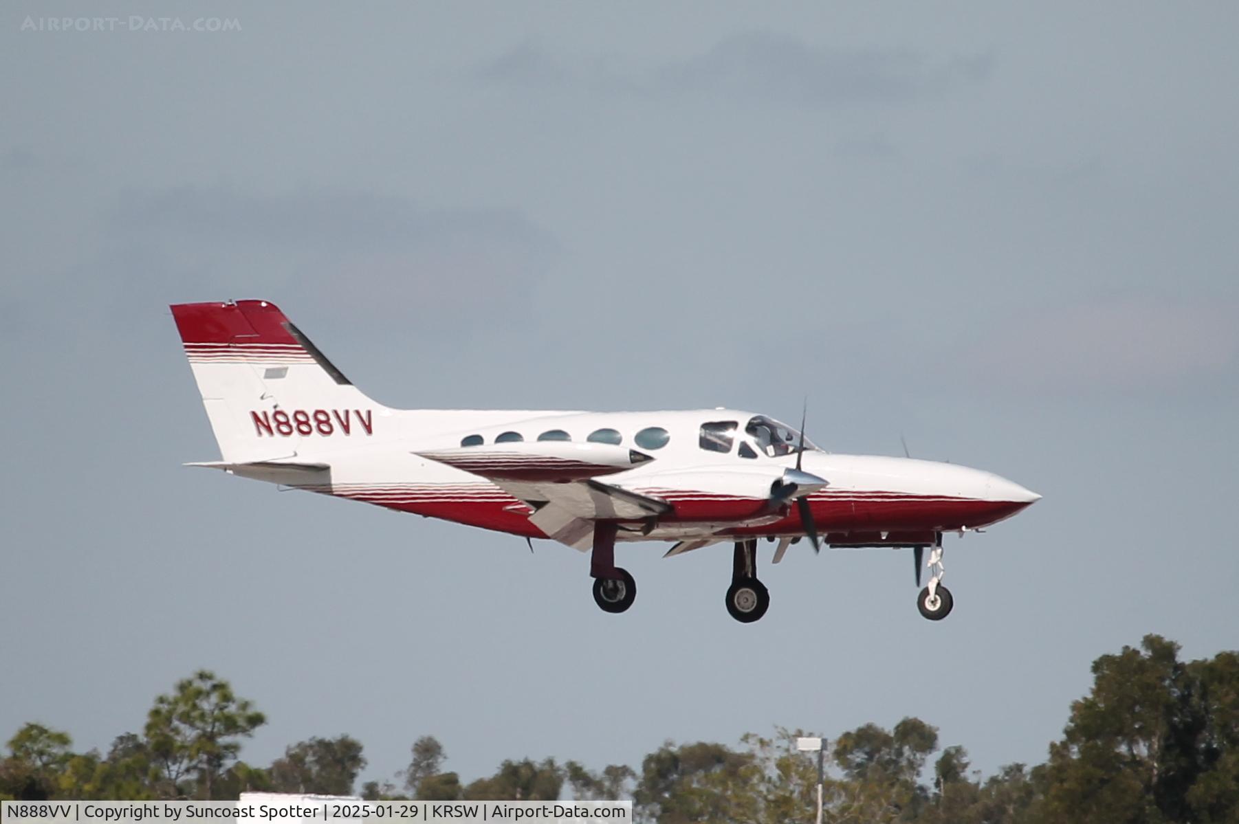 N888VV, 1973 Cessna 421B Golden Eagle C/N 421B0550, Cessna 888VV arrives on Runway 6 at Southwest Florida International Airport following flight from  Palm Beach International Airport