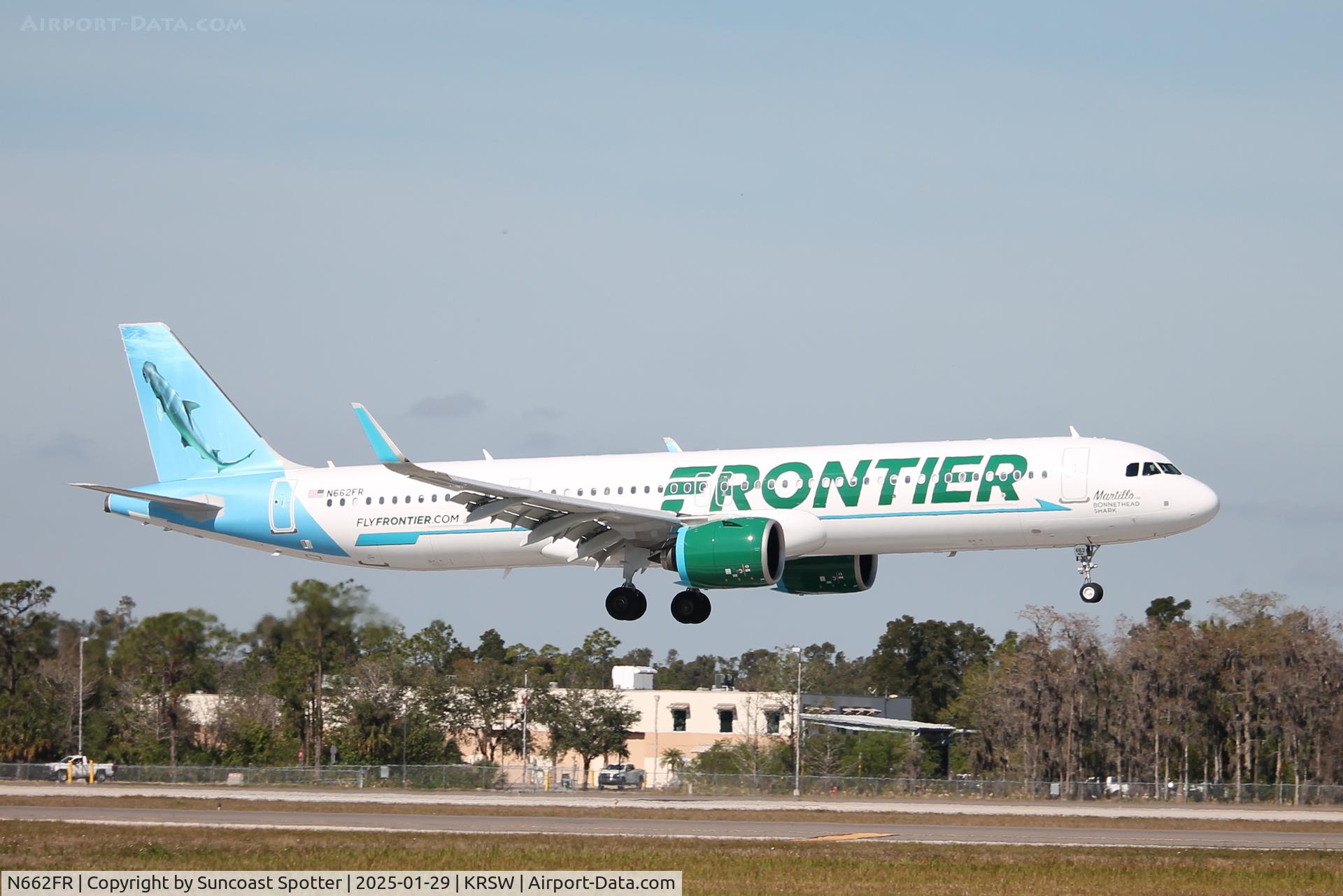N662FR, 2024 Airbus A321-271NX C/N 12297, Frontier Flight 3955 arrives on Runway 6 at Southwest Florida International Airport following flight from Buffalo-Niagara Falls International Airport