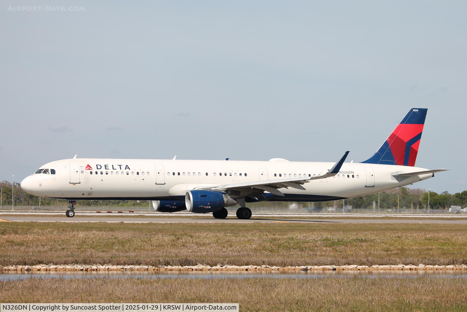 N326DN, 2017 Airbus A321-211 C/N 7645, Delta Flight 412 taxis at Southwest Florida International Airport prior to flight to Detroit Metro Airport