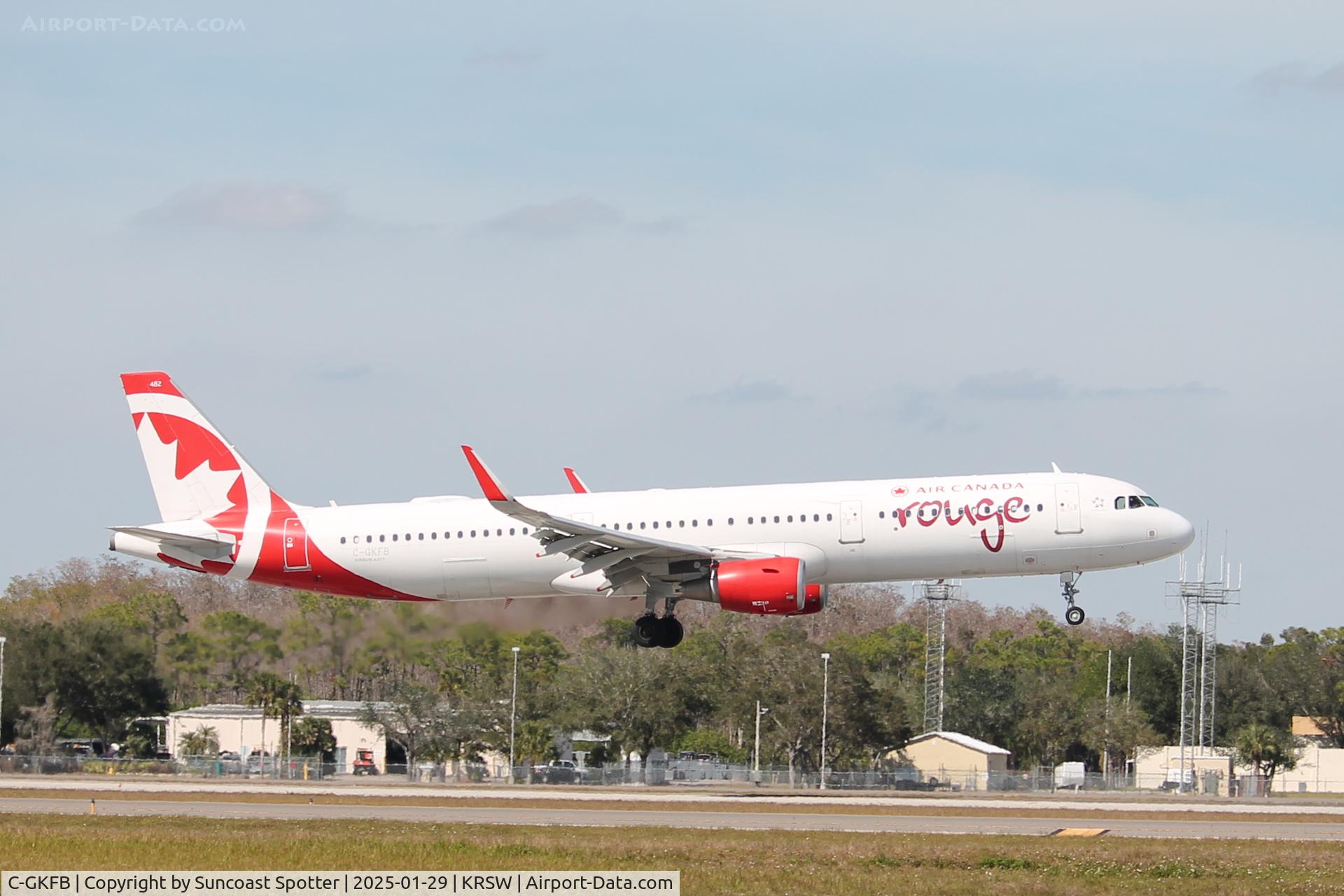 C-GKFB, 2018 Airbus A321-211 C/N 8232, Rouge Flight 1662 arrives on Runway 6 at Southwest Florida International Airport following flight from Toronto-Pearson International Airport