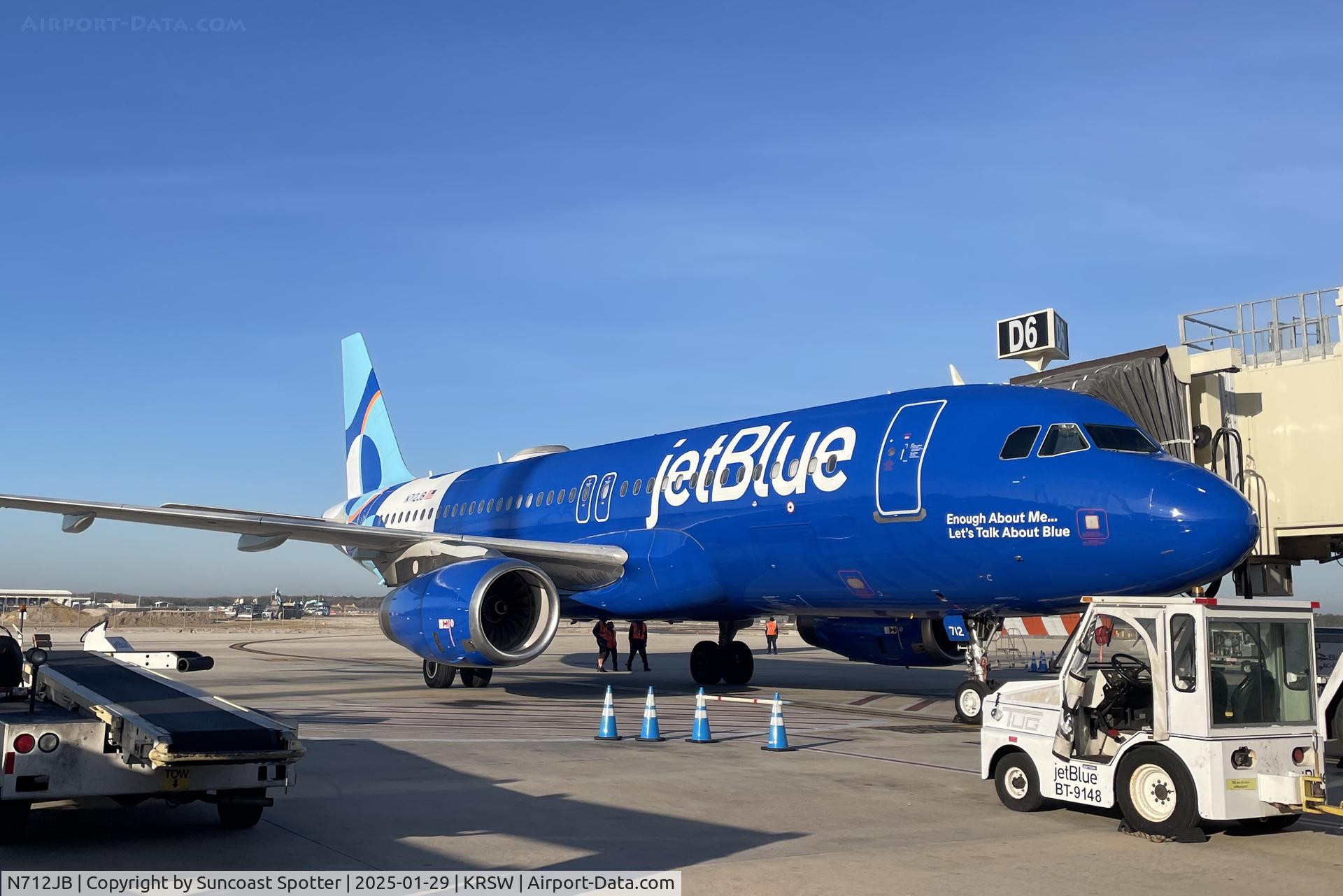 N712JB, 2008 Airbus A320-232 C/N 3517, JetBlue A320 sits at the gate at RSW