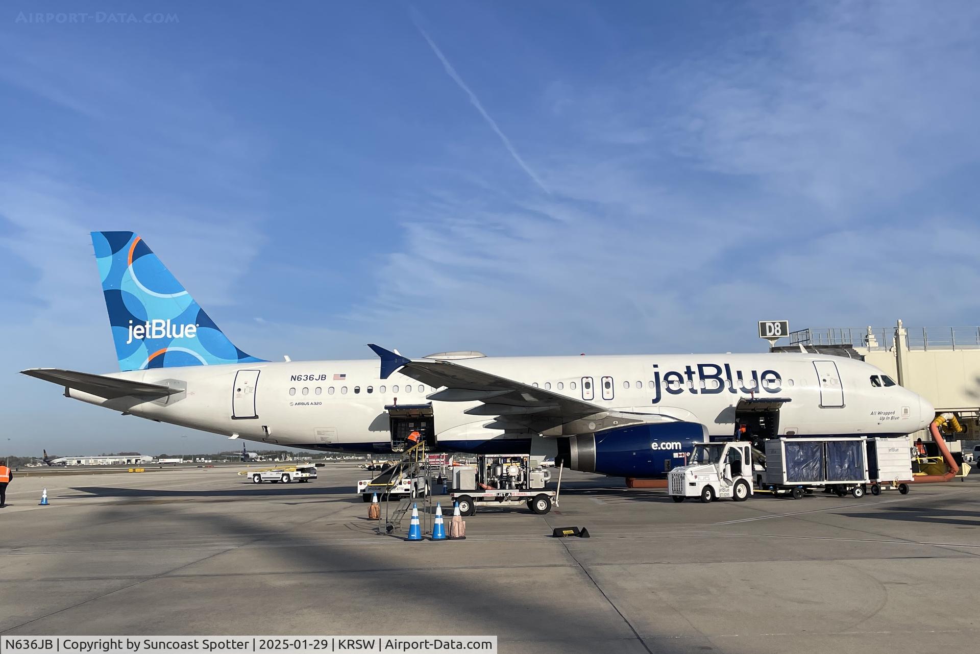 N636JB, 2006 Airbus A320-232 C/N 2755, JetBlue Airbus A320 sits at the gate at RSW