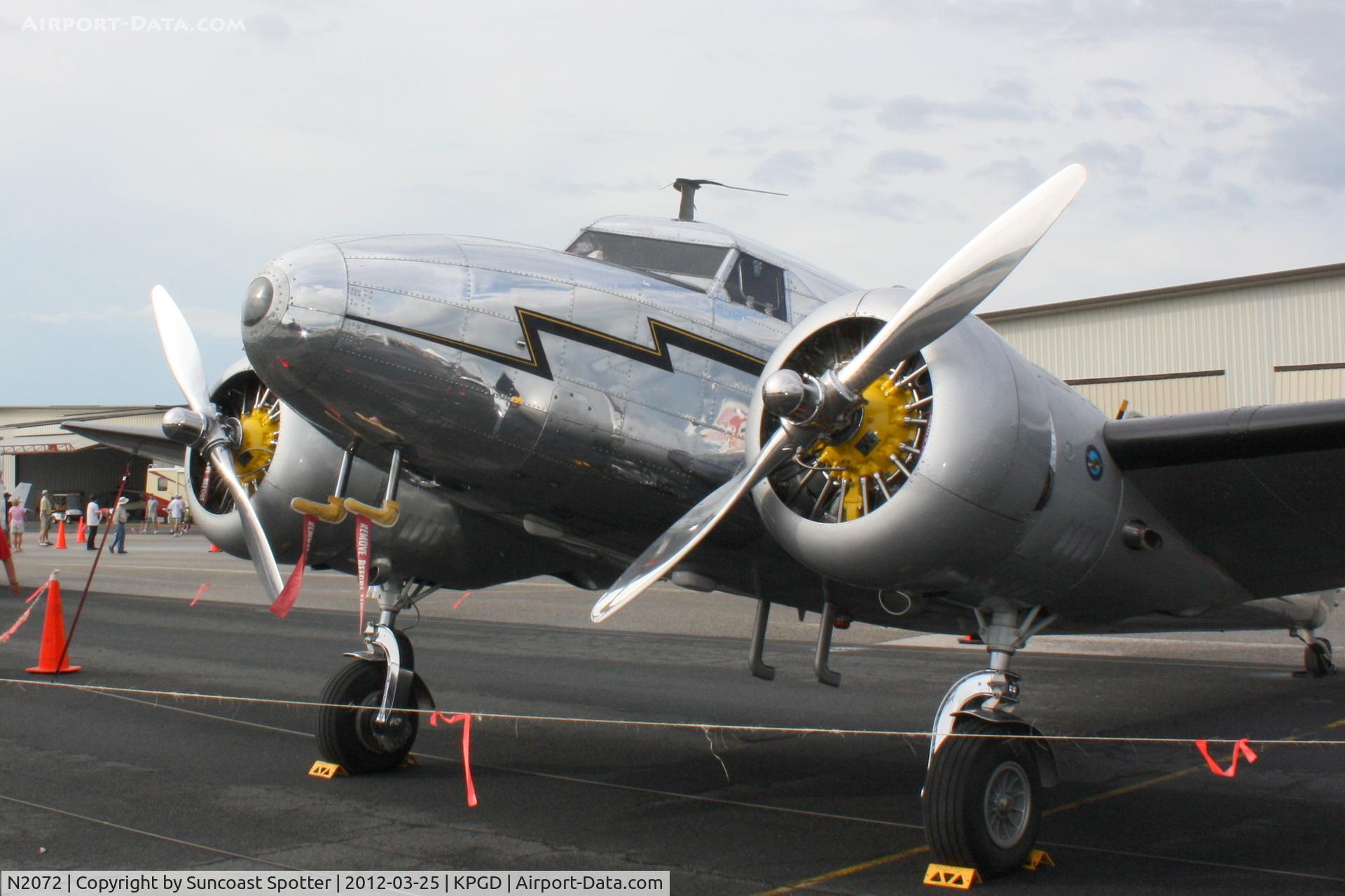 N2072, 1936 Lockheed 12A Electra Junior C/N 1208, Lockheed L-12 Electra Junior on display at Florida International Air Show