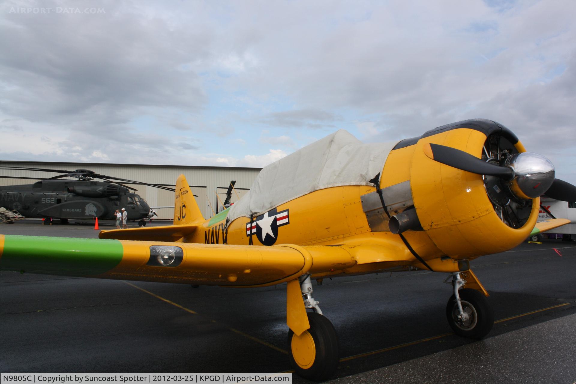 N9805C, 1945 North American SNJ-5B Texan C/N 85036, North American SNJ-5 Texan on display at Florida International Air Show