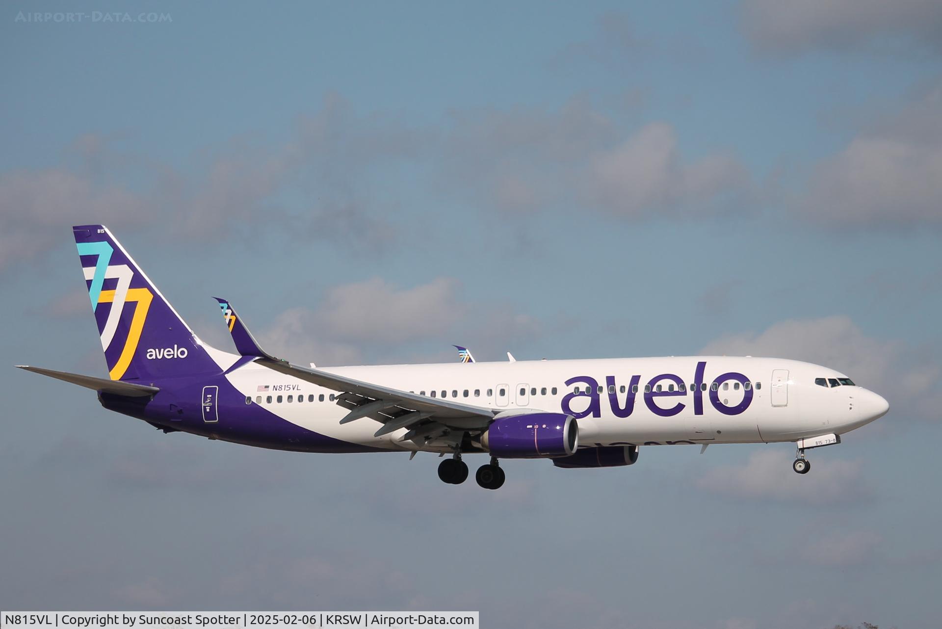N815VL, 2012 Boeing 737-8H4 C/N 39883, Avelo Flight 357 arrives on Runway 6 at Southwest Florida International Airport following flight from Tweed New Haven Airport
