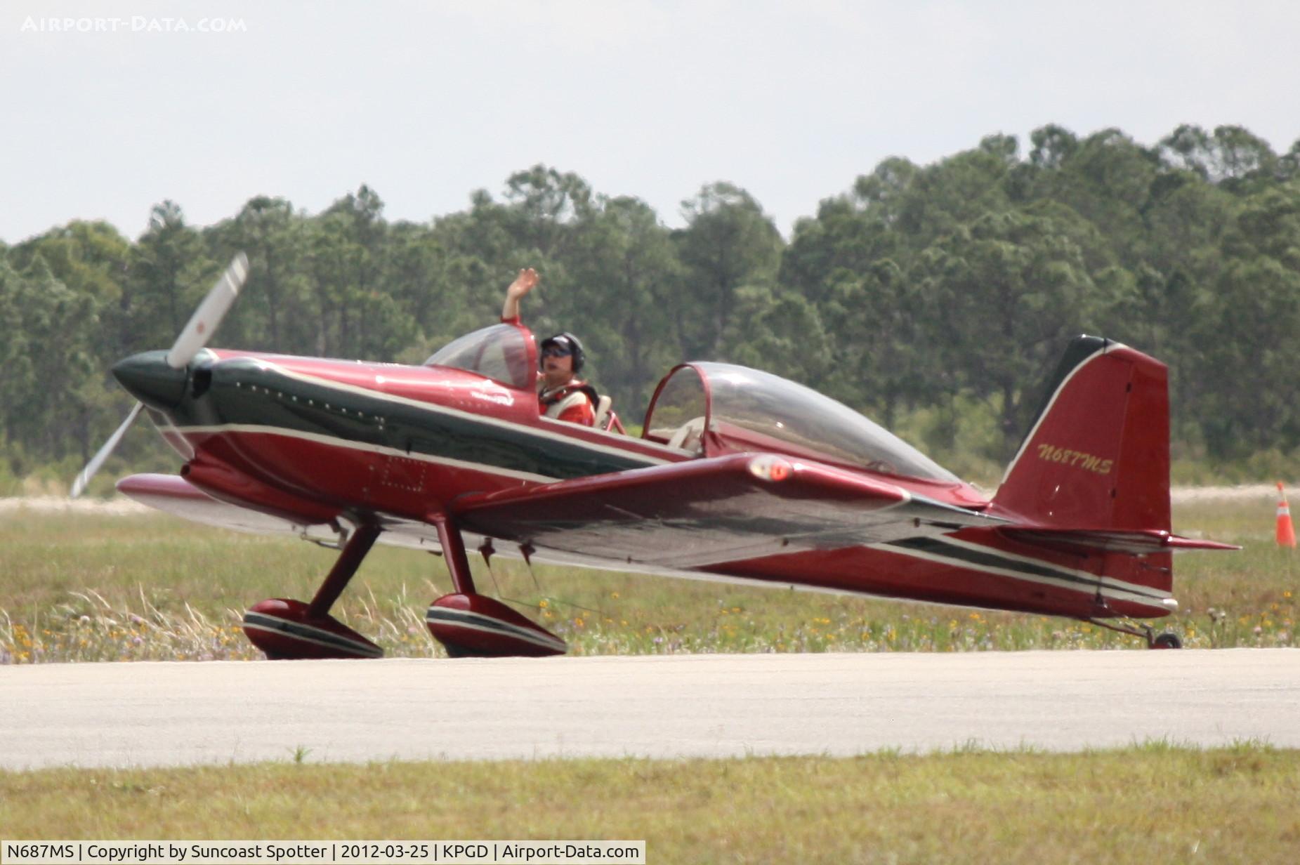 N687MS, 2005 Vans RV-8 C/N 82109, Team RV performs during the Florida International Air Show at Charlotte County Airport