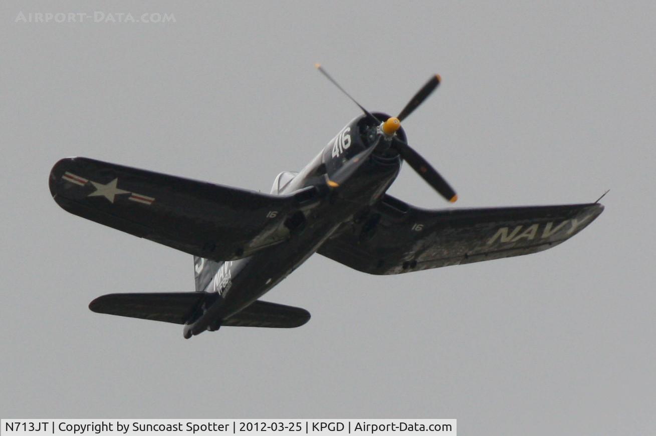 N713JT, 1945 Vought F4U-4B Corsair C/N 97143, Jim Tobul performs in the F4U Corsair during the Florida International Air Show