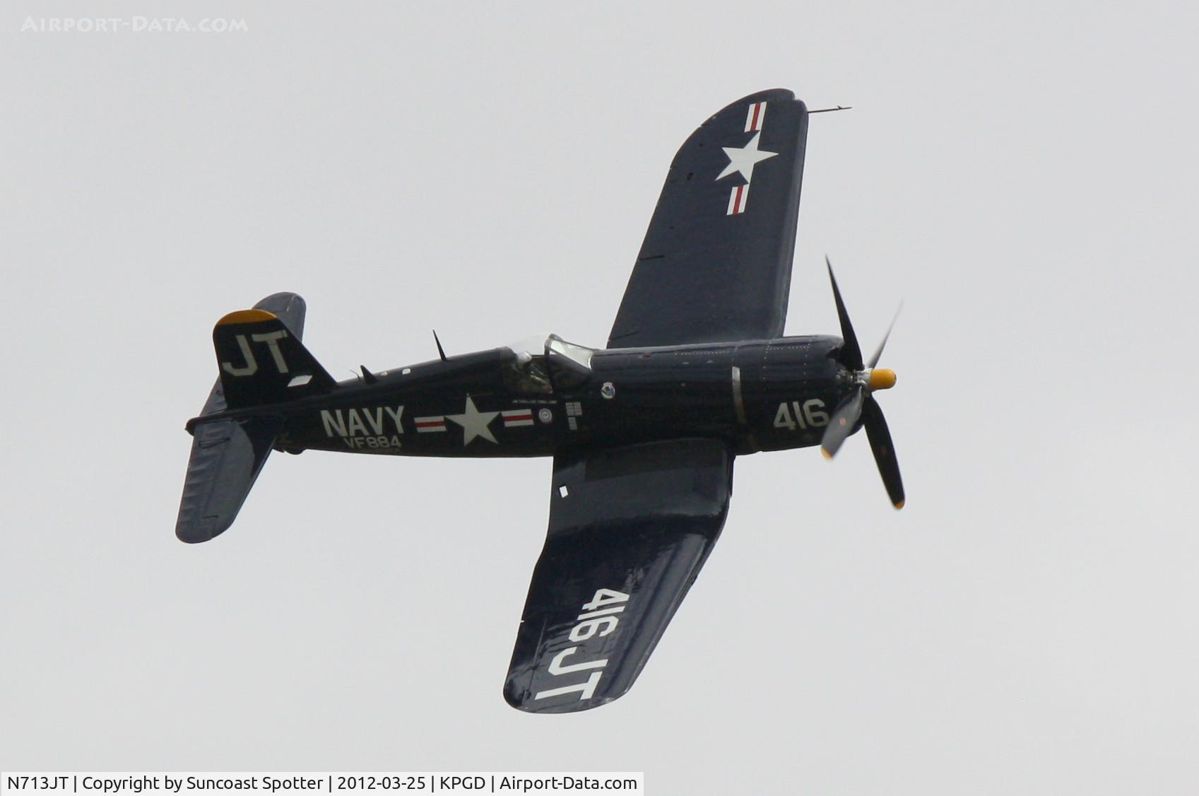 N713JT, 1945 Vought F4U-4B Corsair C/N 97143, Jim Tobul performs in the F4U Corsair during the Florida International Air Show