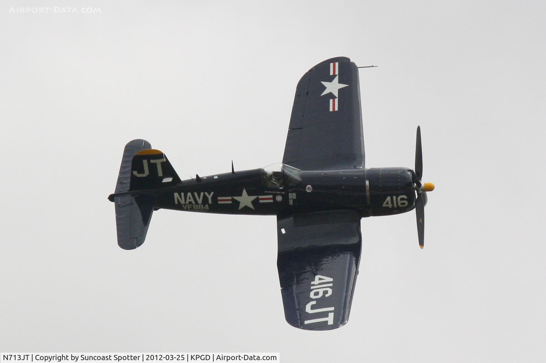 N713JT, 1945 Vought F4U-4B Corsair C/N 97143, Jim Tobul performs in the F4U Corsair during the Florida International Air Show
