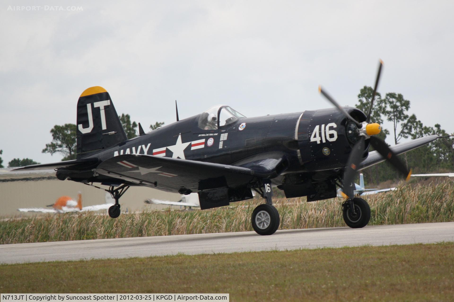 N713JT, 1945 Vought F4U-4B Corsair C/N 97143, Jim Tobul performs in the F4U Corsair during the Florida International Air Show