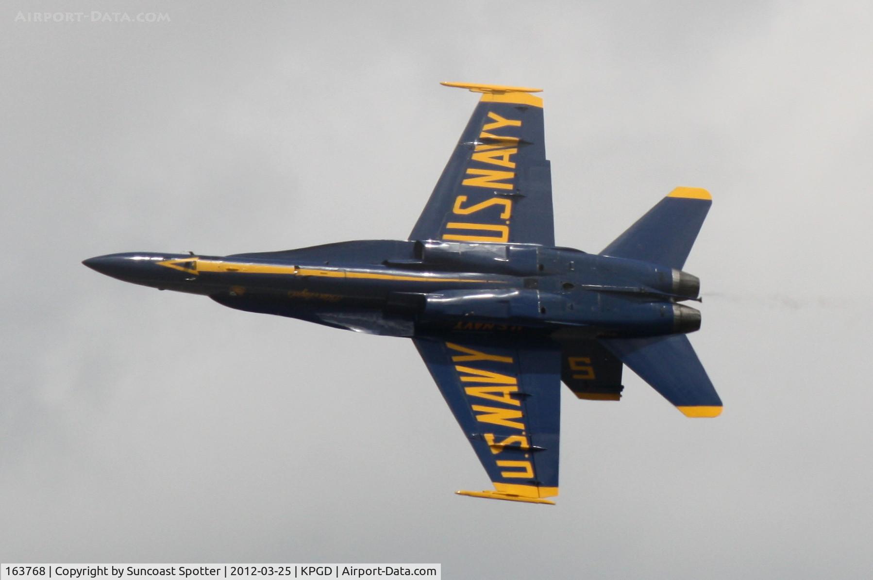 163768, 1989 McDonnell Douglas F/A-18C Hornet C/N 0848/C125, Blue Angels 5 performs during the Florida International Airport 