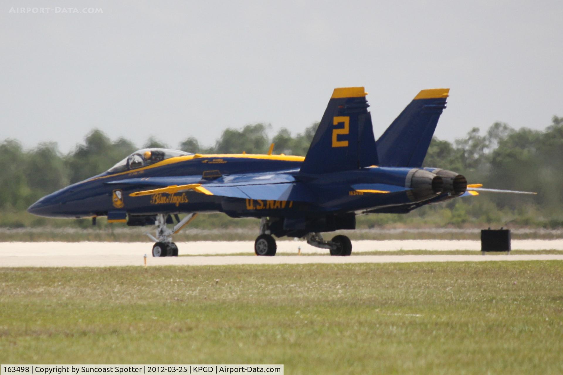 163498, 1988 McDonnell Douglas F/A-18C Hornet C/N 0737/C053, Blue Angels 2 taxis to the runway at Charlotte County Airport during the Florida International Air Show