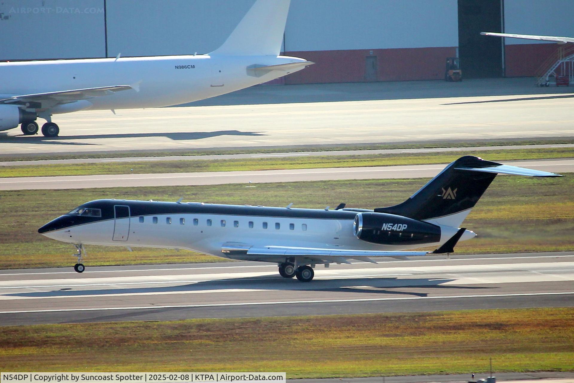 N54DP, 2003 Bombardier BD-700-1A10 Global Express C/N 9120, Elite Air Global Express departs Runway 1R at Tampa International Airport